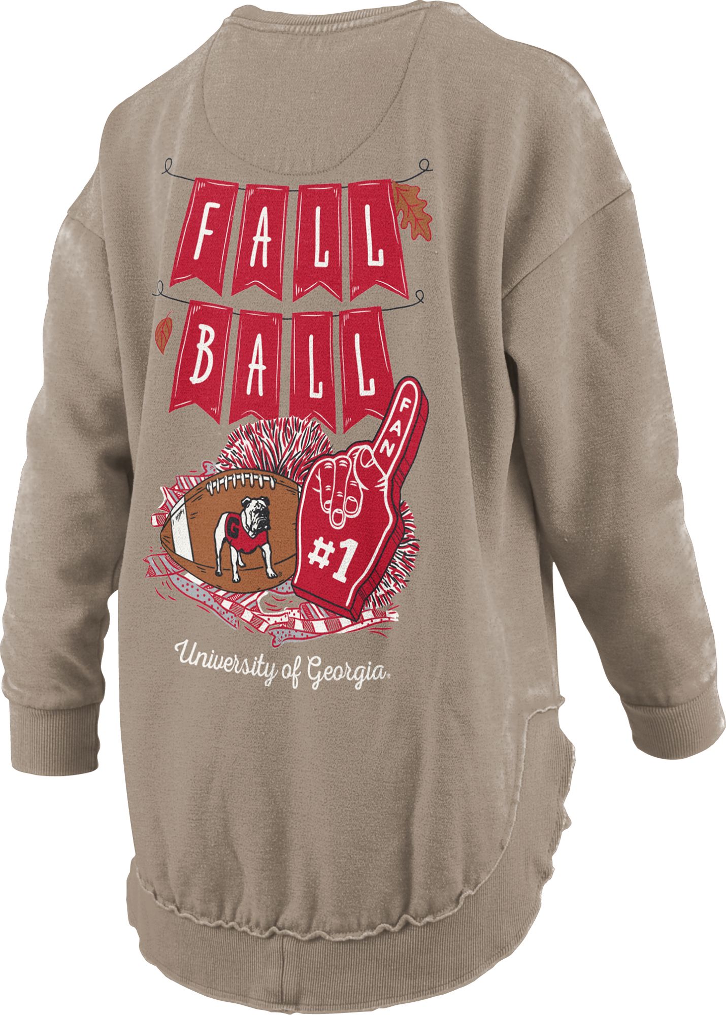 Pressbox Women's Georgia Bulldogs Acorn Pennant Crew Pullover Sweatshirt product image