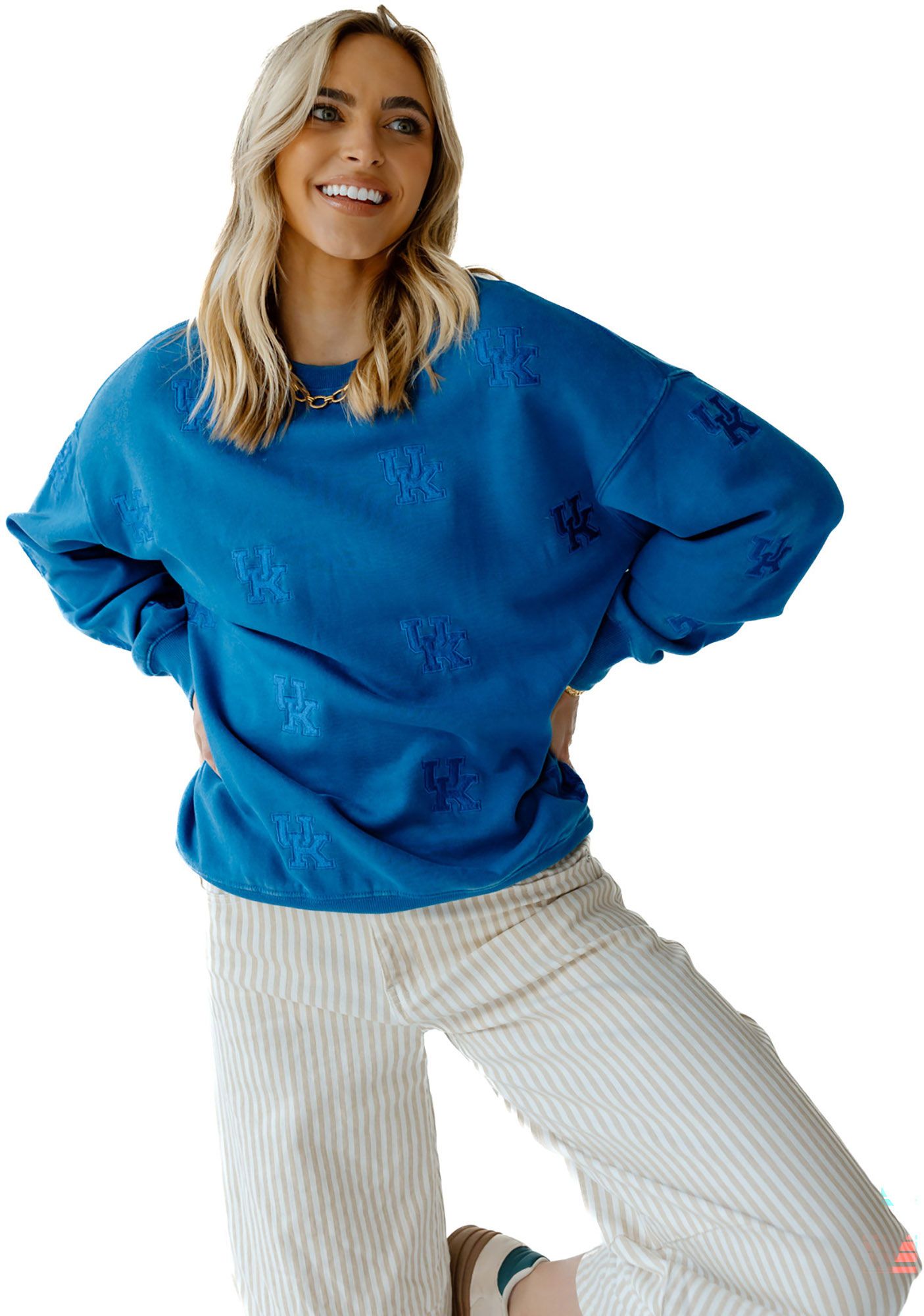 Gameday Social Women's Kentucky Wildcats Royal Blue Lantern Crew Pullover Sweatshirt product image