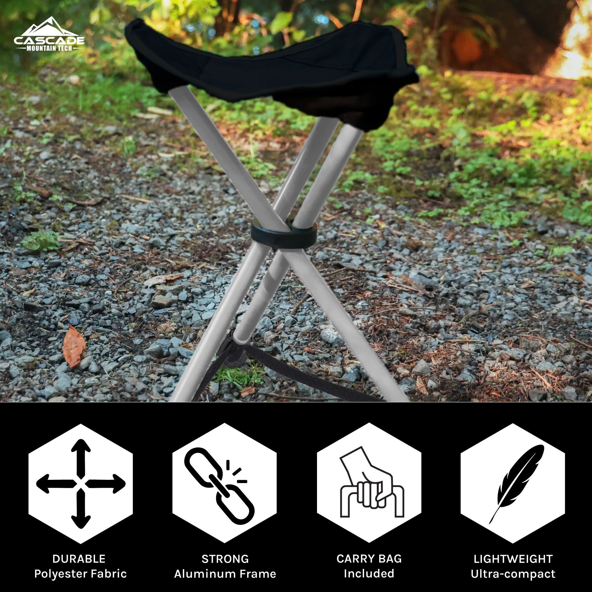Cascade Mountain Tech Outdoor Portable Folding Camping Stool product image