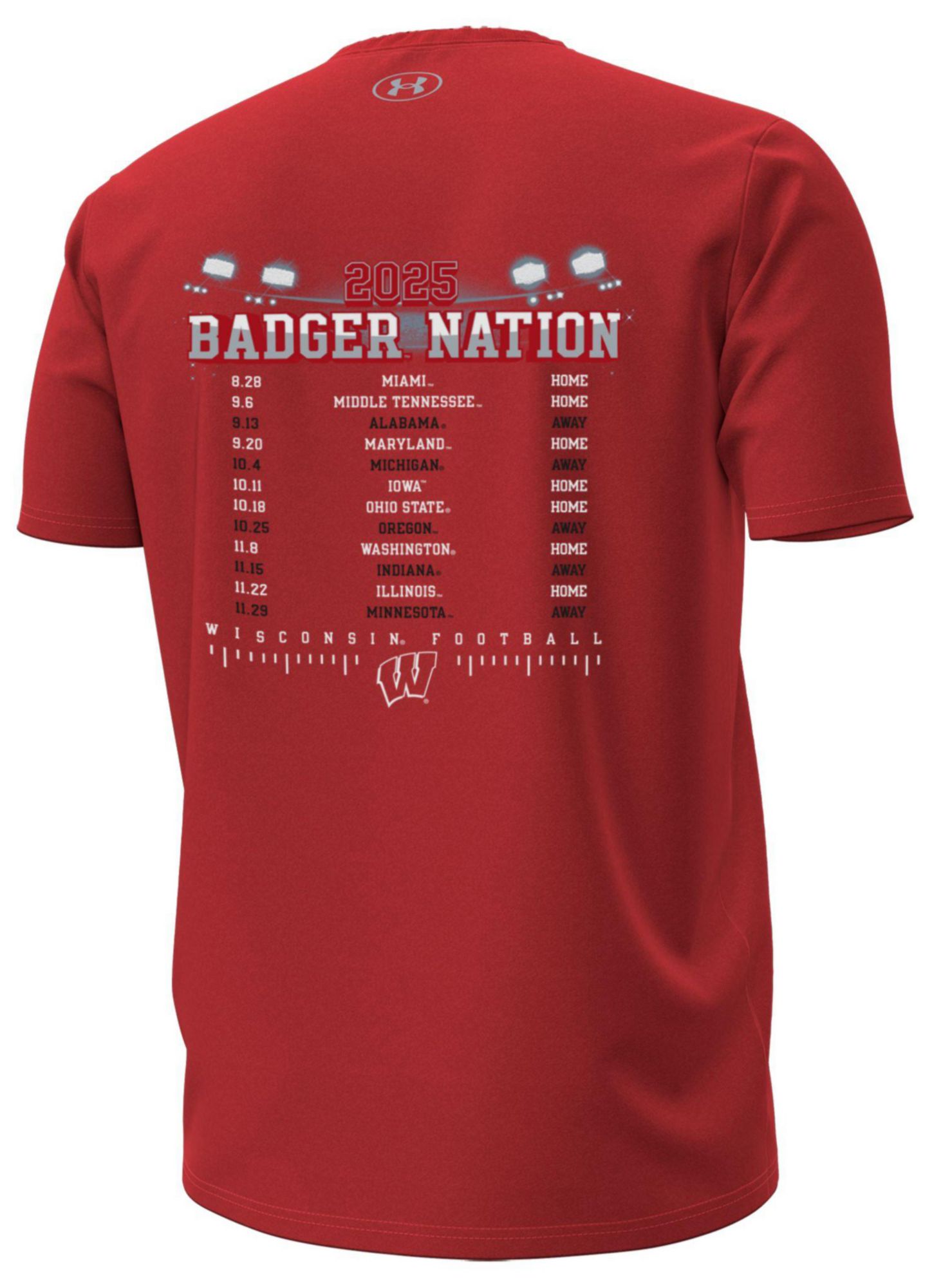 Under Armour Men's Wisconsin Badgers Red Football Fall 2025 Schedule T-Shirt product image