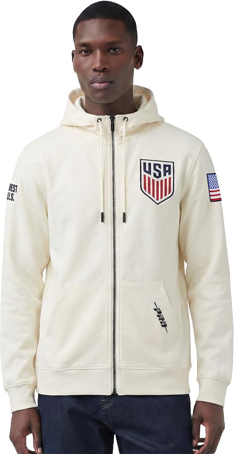 Pro Standard Adult USMNT Off White Full Zip Chenille Hoodie product image