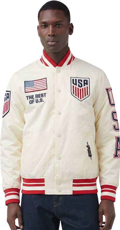 Pro Standard Adult USMNT Off White Chenille Satin Jacket product image