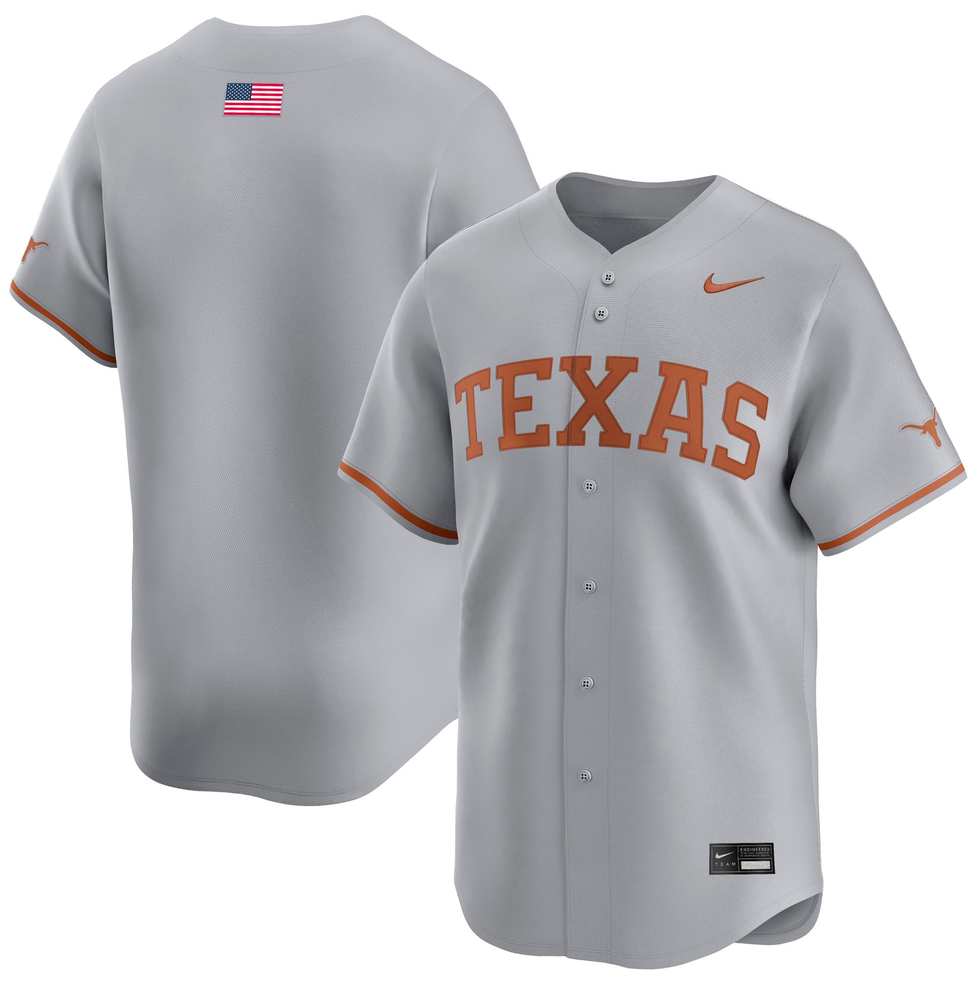 Nike Men's Texas Longhorns Grey Replica Alternate Baseball Jersey product image