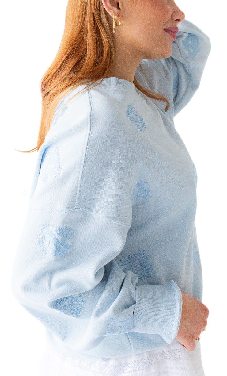 Gameday Social Women's North Carolina Tar Heels Pale Blue Lantern Crew Pullover Sweatshirt product image