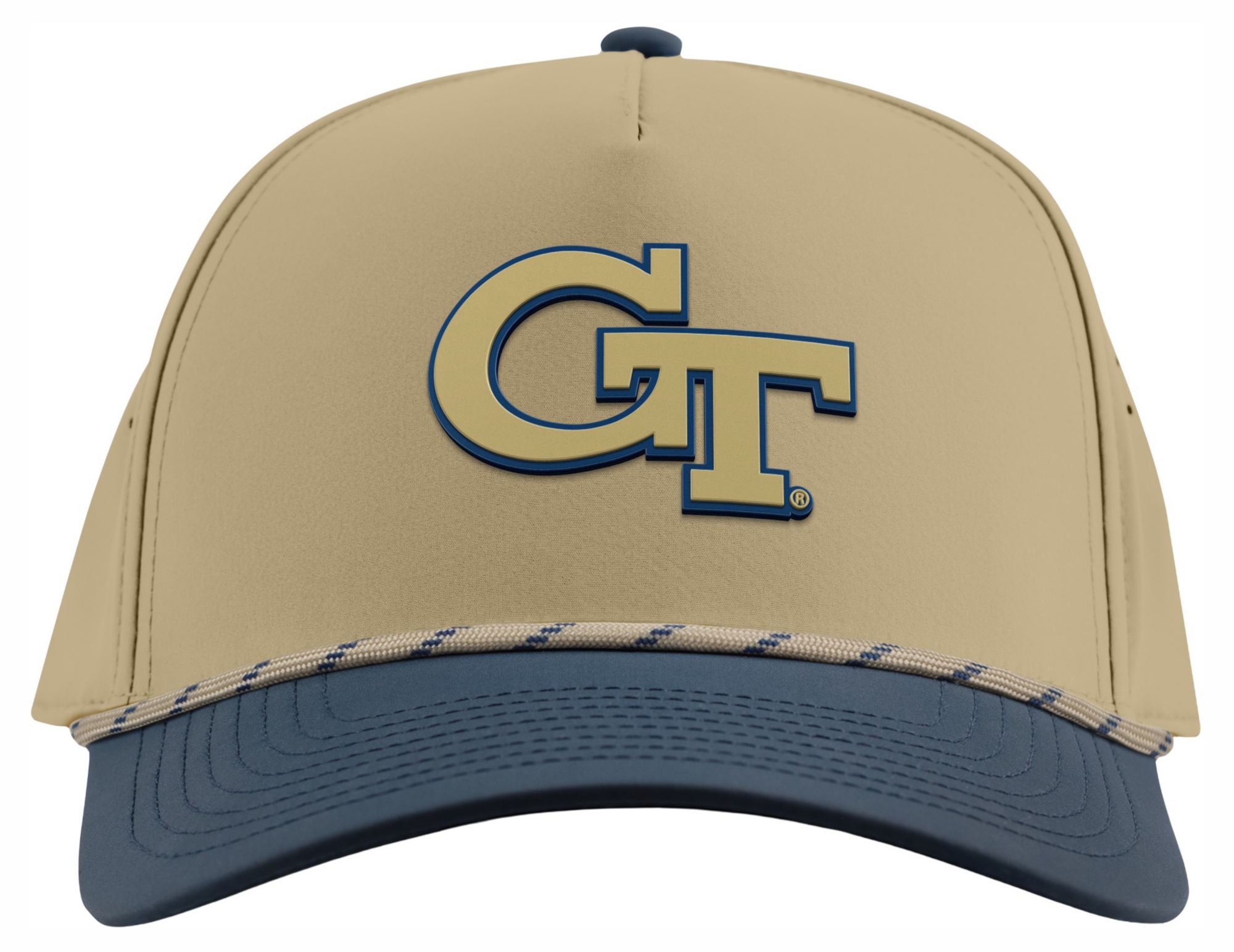Branded Bills Adult Georgia Tech Yellow Jackets Tan and Navy 5-Panel Rope Snapback product image