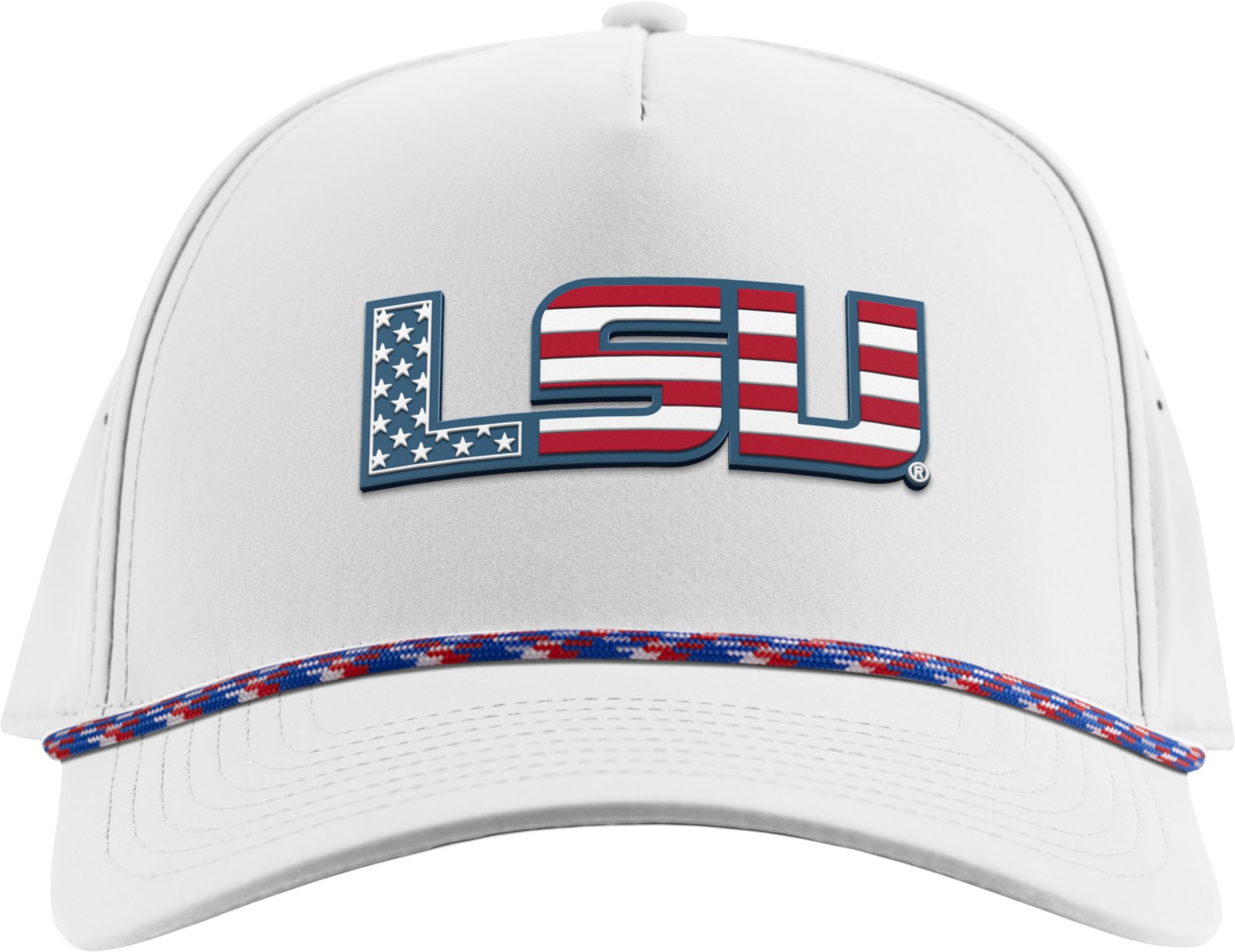 Branded Bills Adult LSU Tigers White Stars & Stripes Five Panel Rope Adjustable Snapback Hat product image