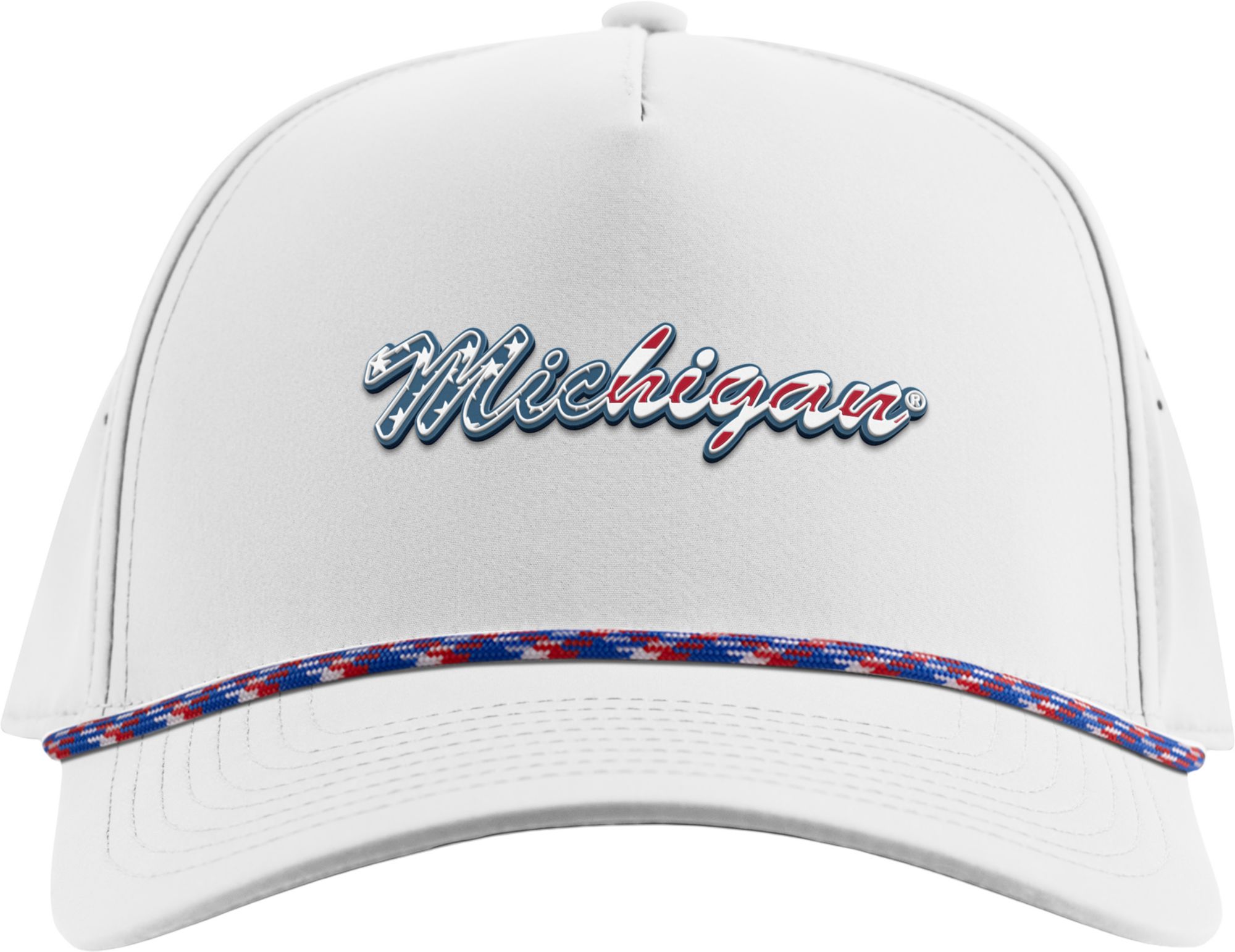 Branded Bills Adult Michigan Wolverines White Stars & Stripes Five Panel Rope Adjustable Snapback Hat product image