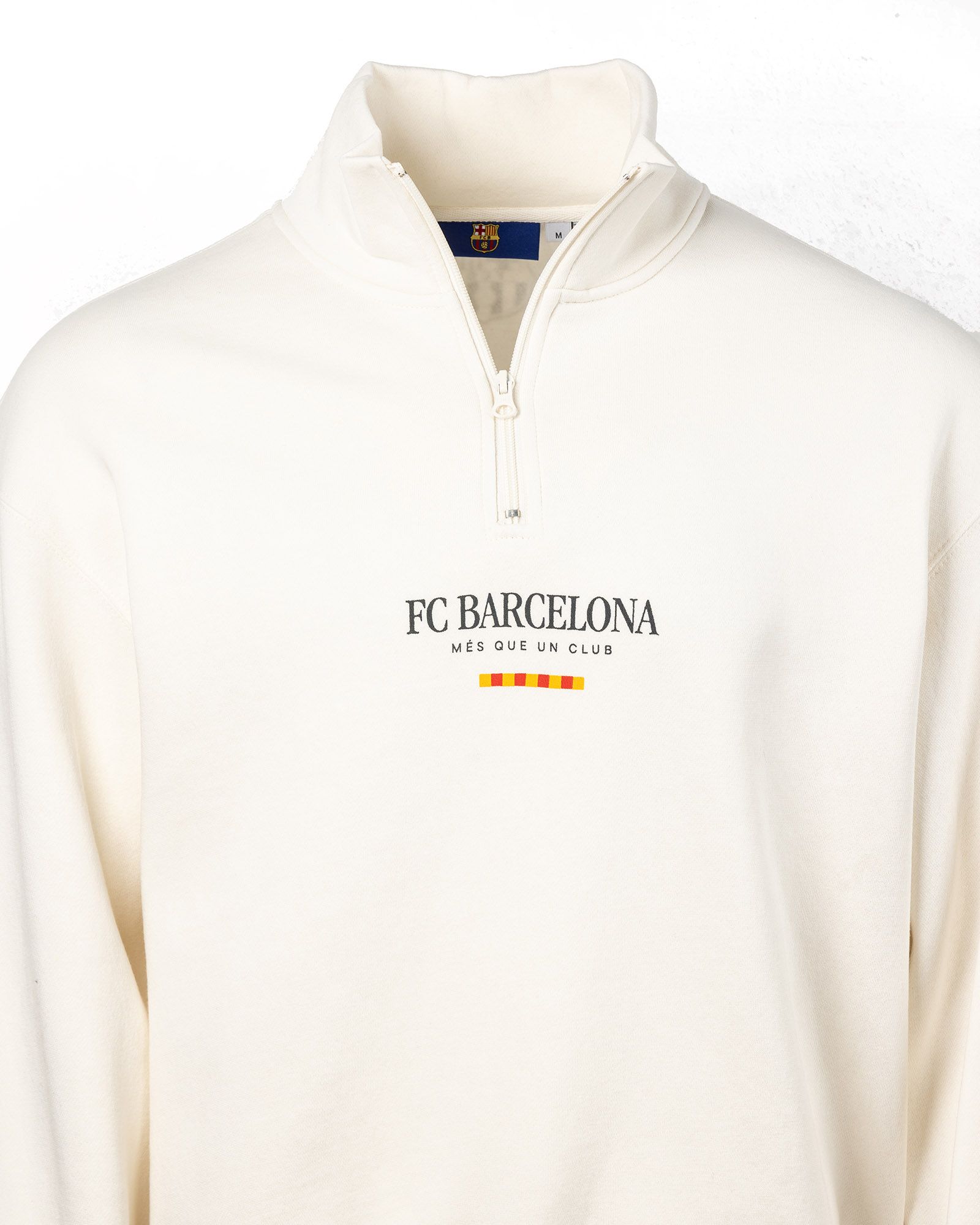 Sport Design Sweden Men's FC Barcelona Off White 1/2 Zip Hoodie product image