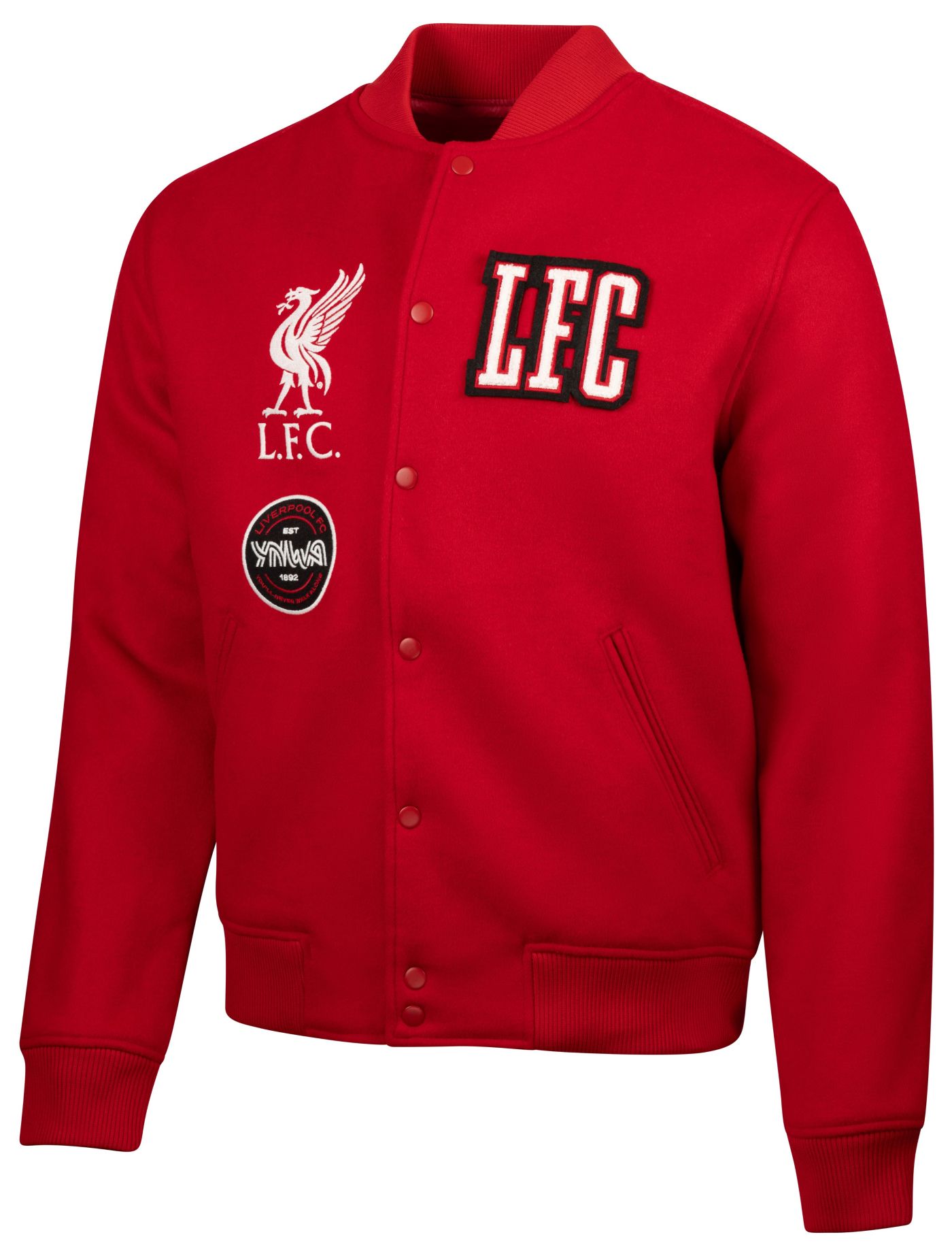 Liverpool Football Club Soccer Varsity Jacket Mens M Black Gray Snaps store Brand New