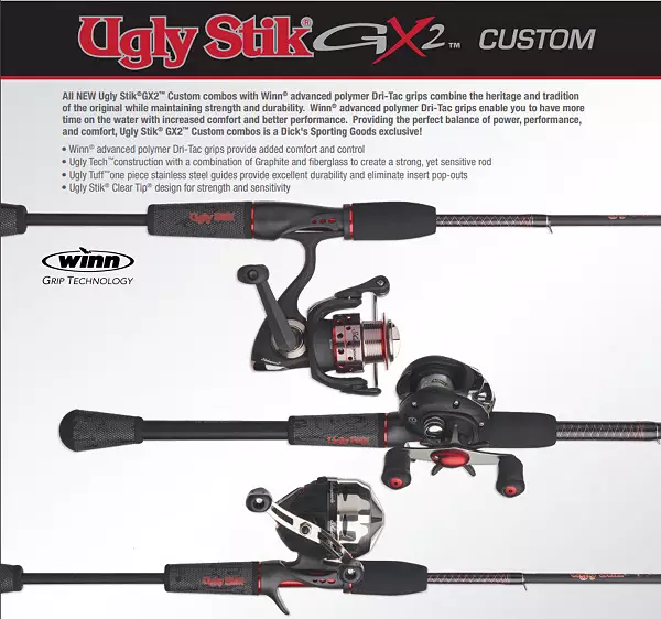 Shakespeare Ugly Stik GX2 Fishing Rod & Reel Baitcast Combo, 6'6