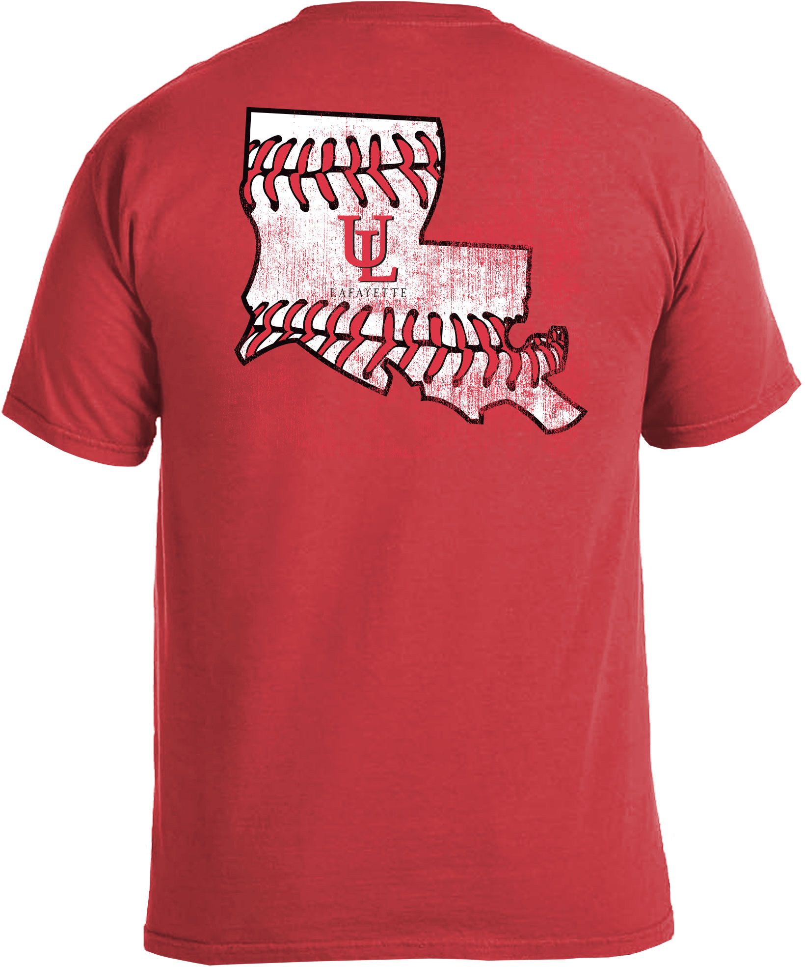 Image One Men's Louisiana-Lafayette Ragin' Cajuns Red Baseball Laces T-Shirt