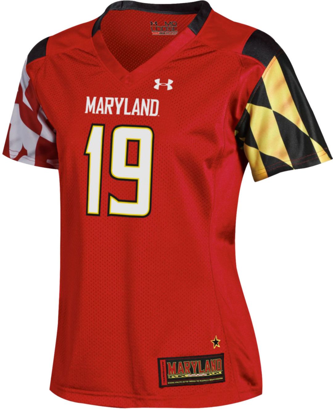 Under Armour Womens Maryland Terrapins 19 Red Replica Football Jersey