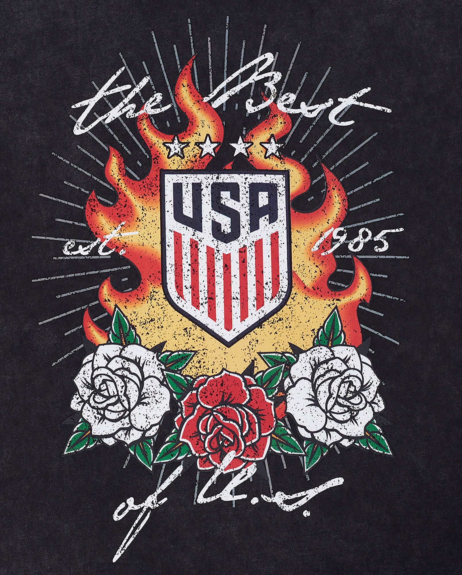 Pro Standard Adult USWNT Washed Black Fire and Roses Cut Off T-Shirt product image