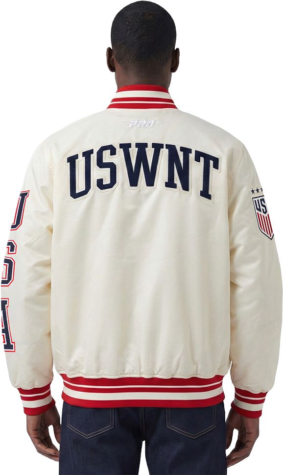 Pro Standard Adult USMNT Off White Chenille Satin Jacket product image