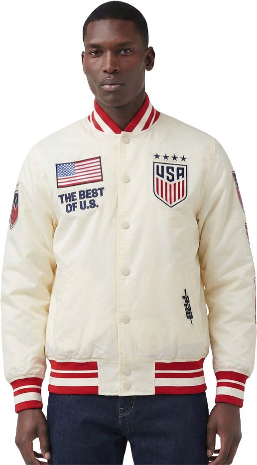 Pro Standard Adult USMNT Off White Chenille Satin Jacket product image