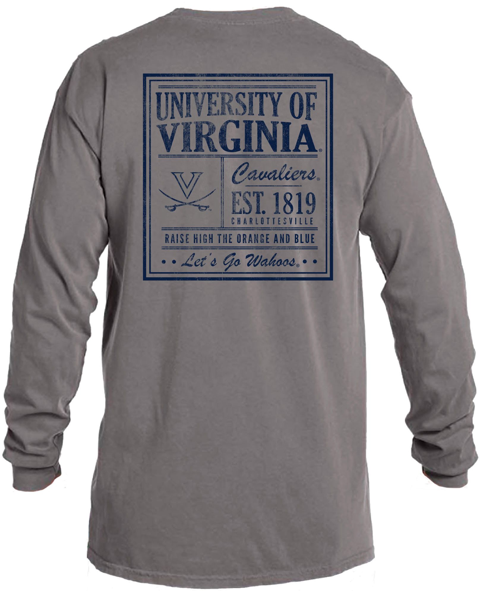 Image One Men's Virginia Cavaliers Grey Vintage Poster Long Sleeve T-Shirt product image
