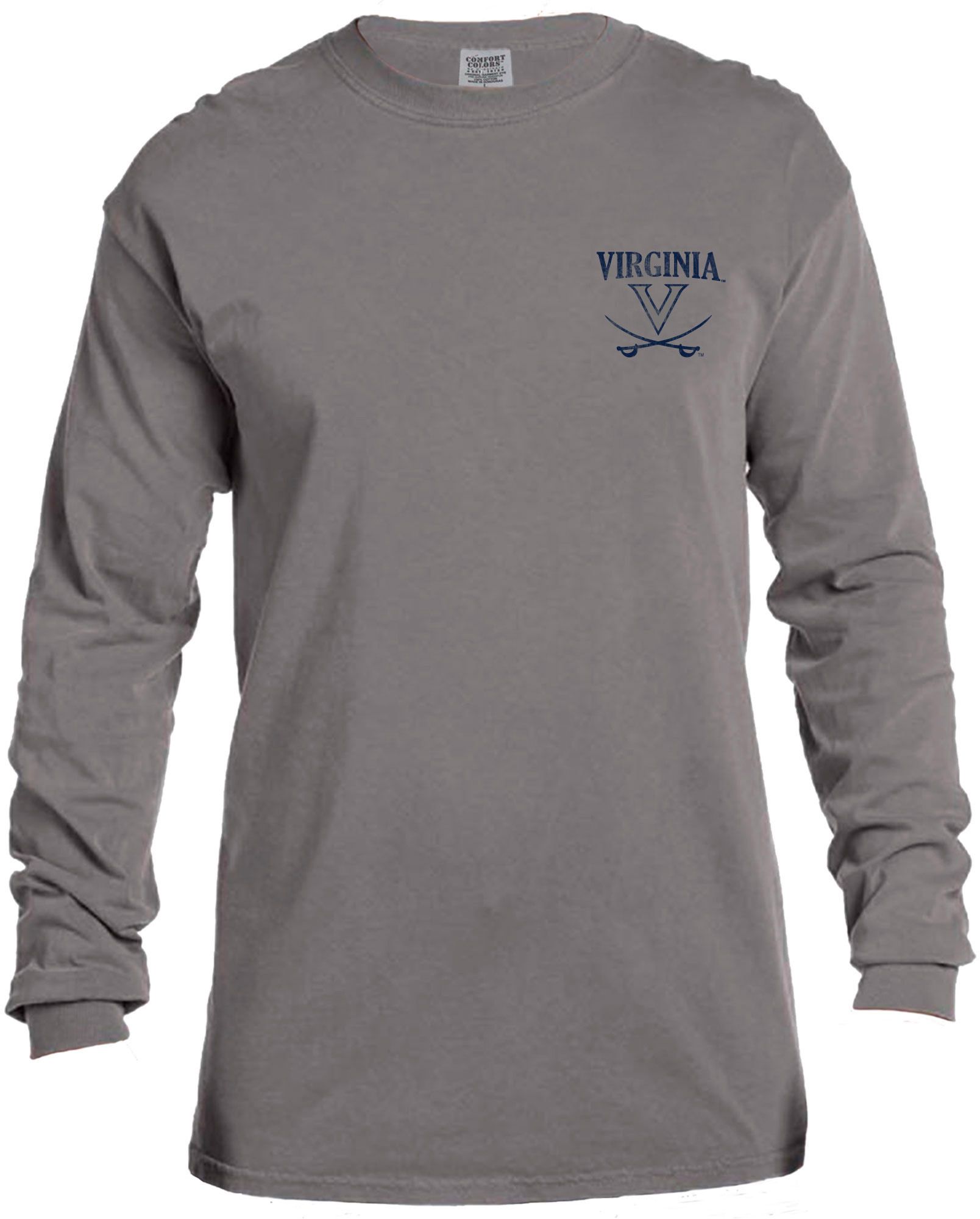 Image One Men's Virginia Cavaliers Grey Vintage Poster Long Sleeve T-Shirt product image