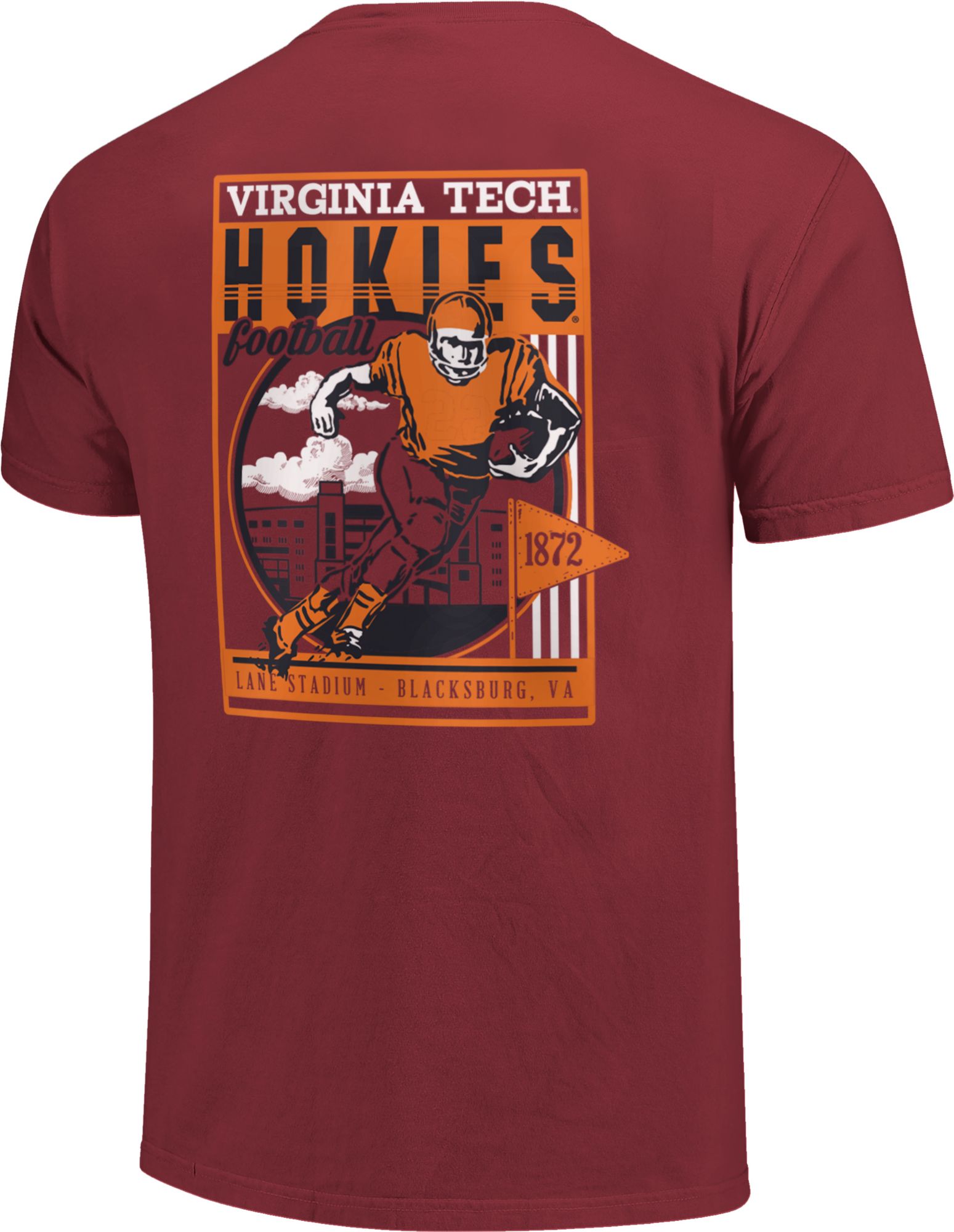 Image One Men's Virginia Tech Hokies Maroon Retro Poster T-Shirt product image