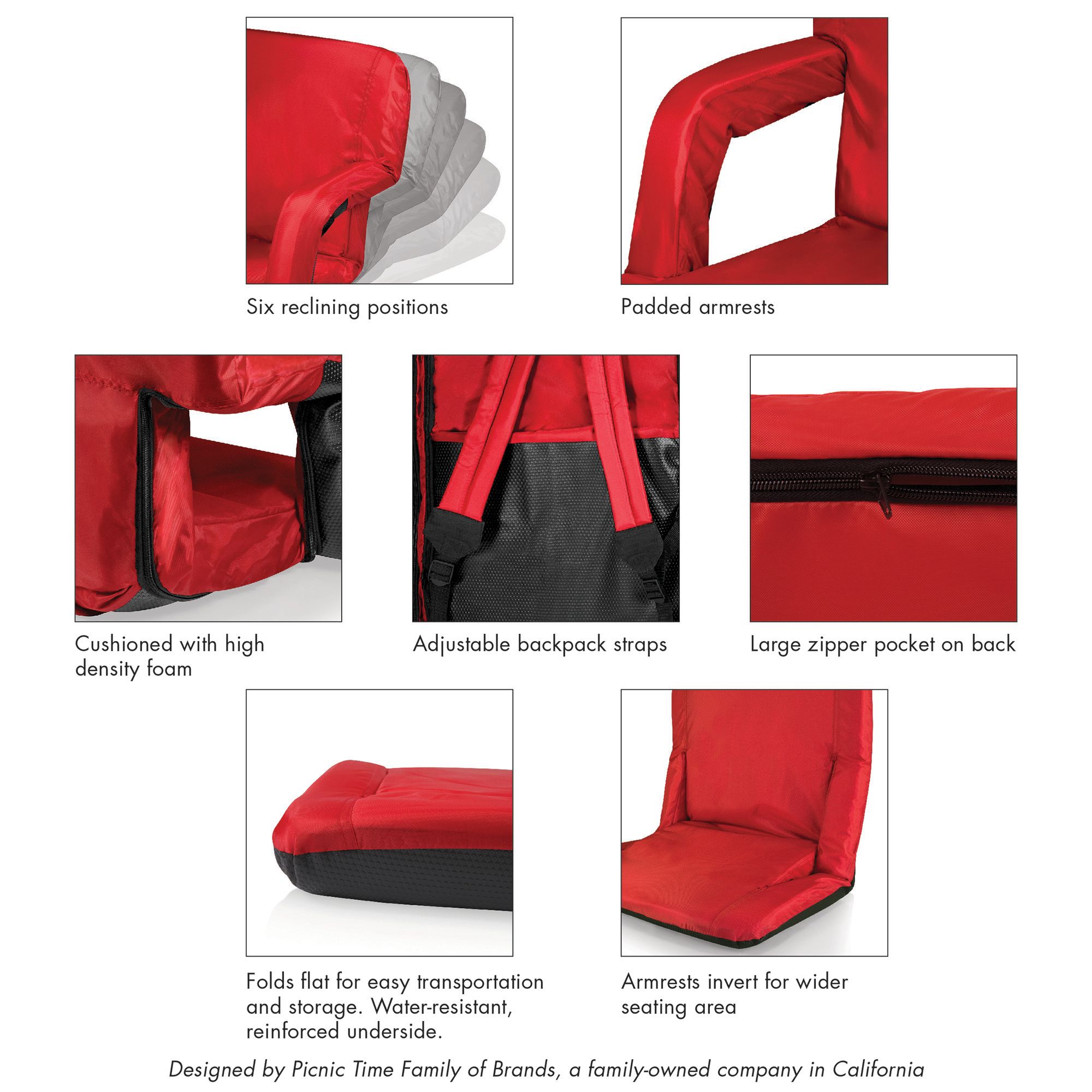 Picnic Time Ventura Portable Reclining Stadium Seat product image