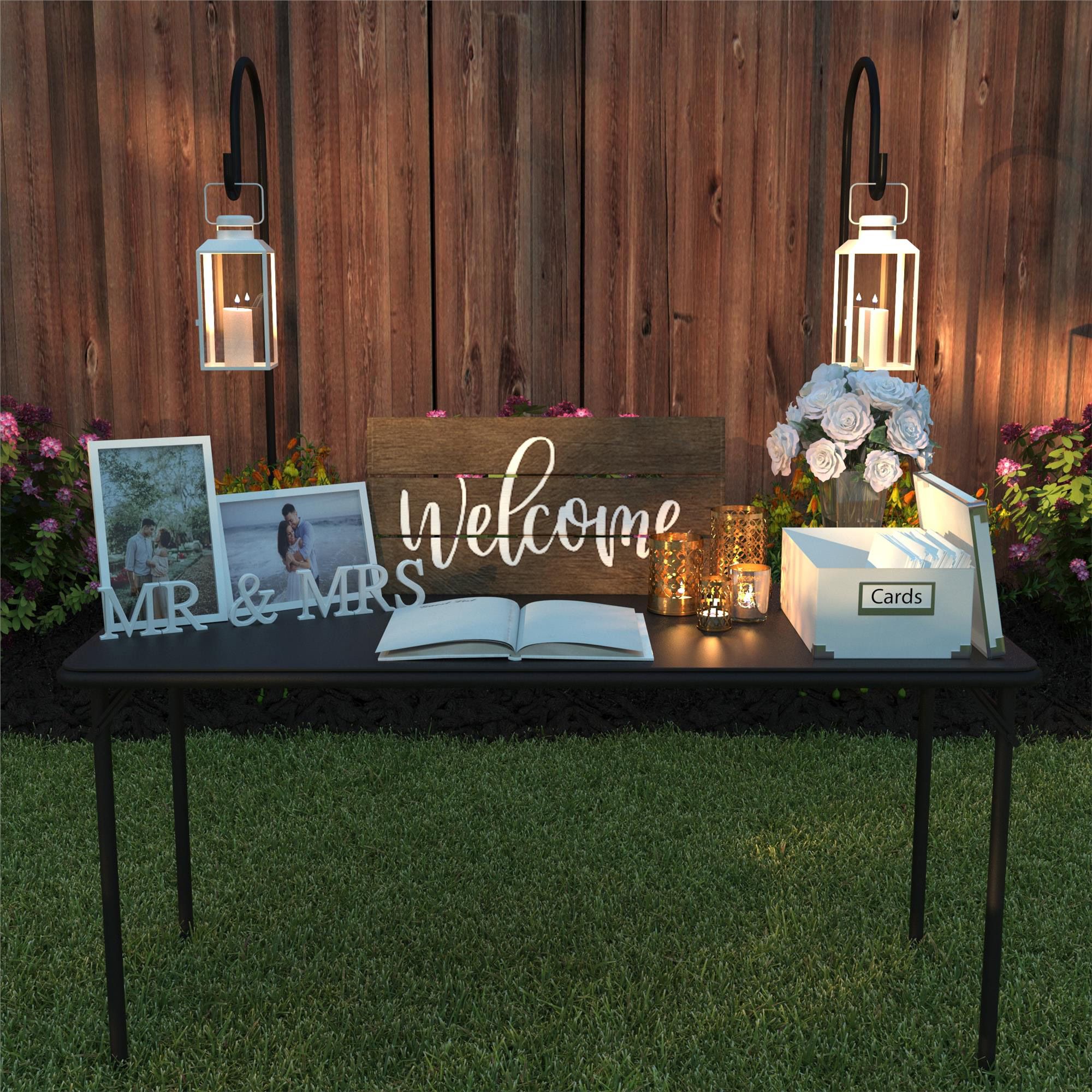 COSCO 20” x 48” Vinyl Top Folding Serving Table product image