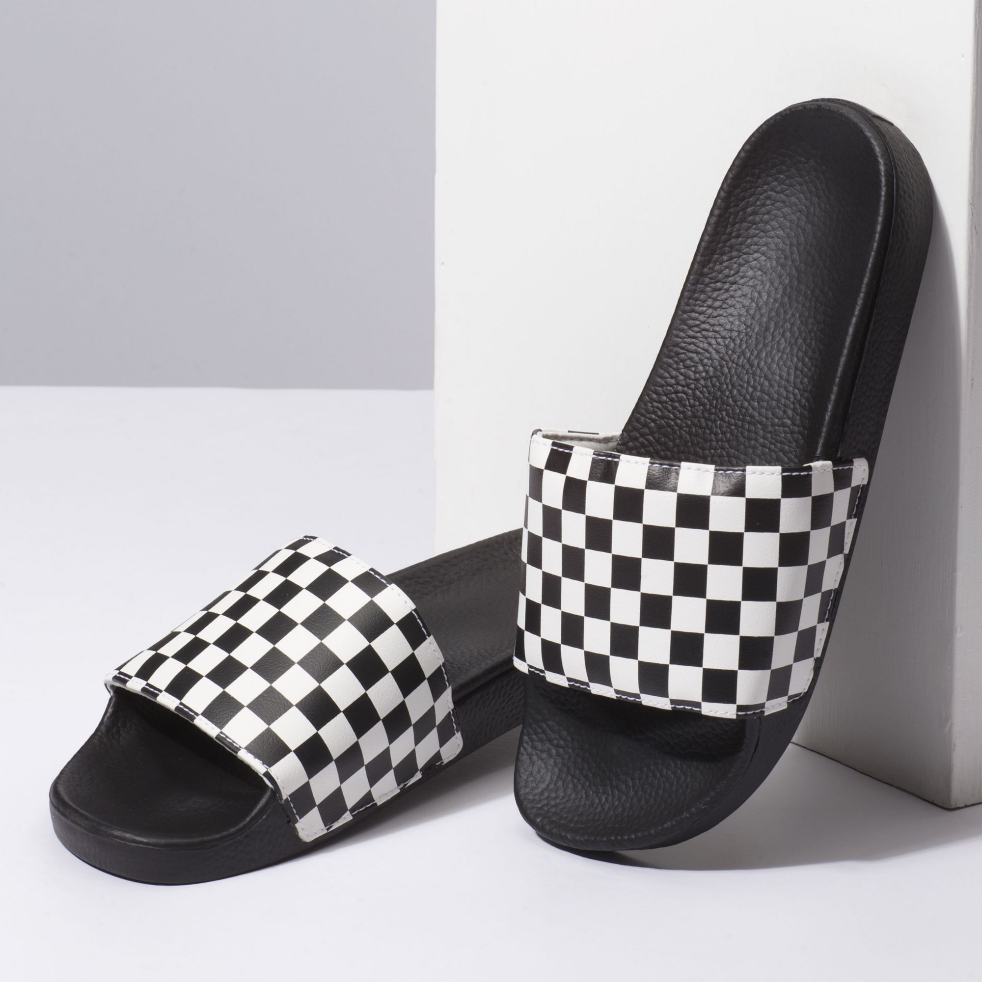 vans checkered slides