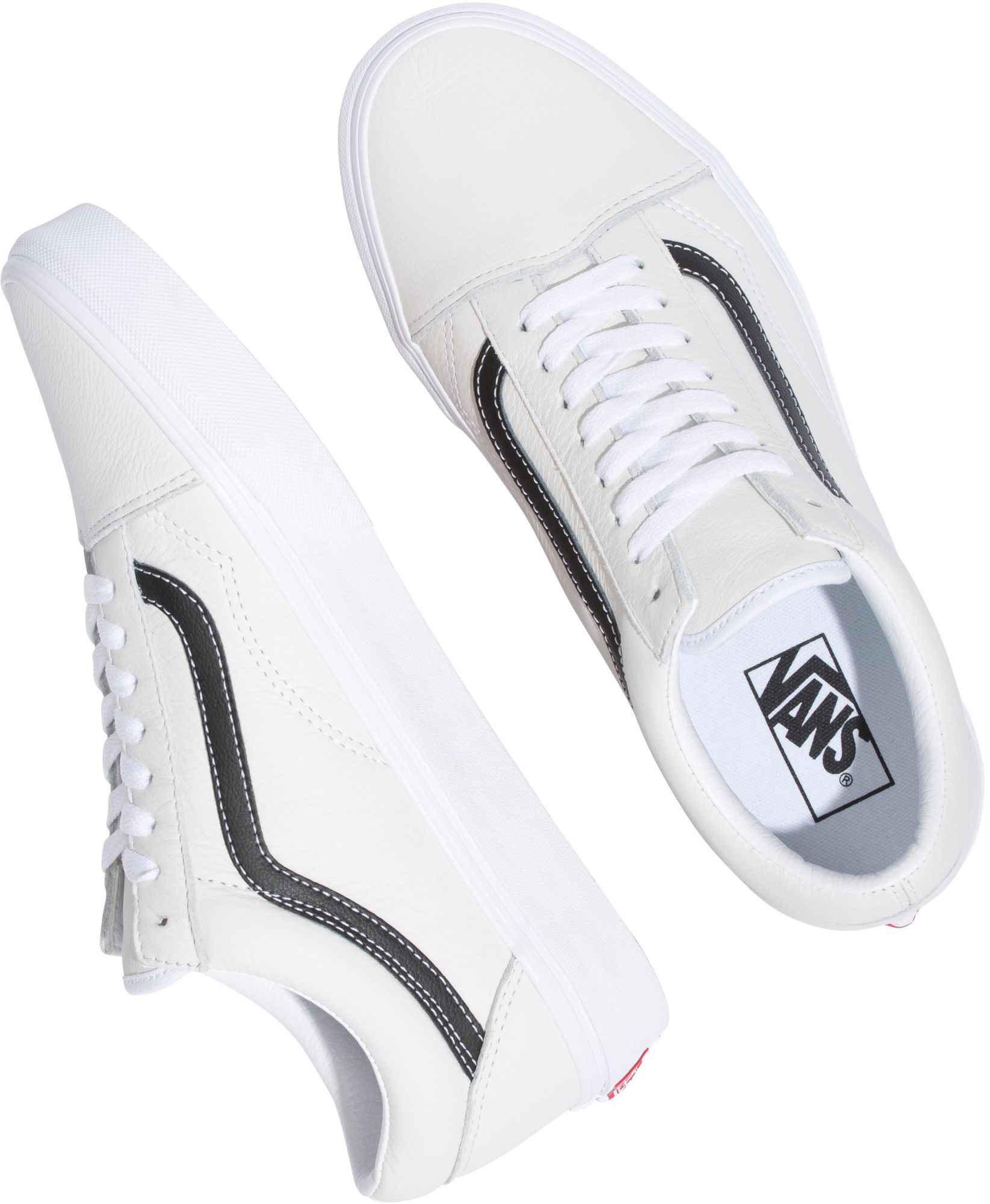 old skool leather white vans
