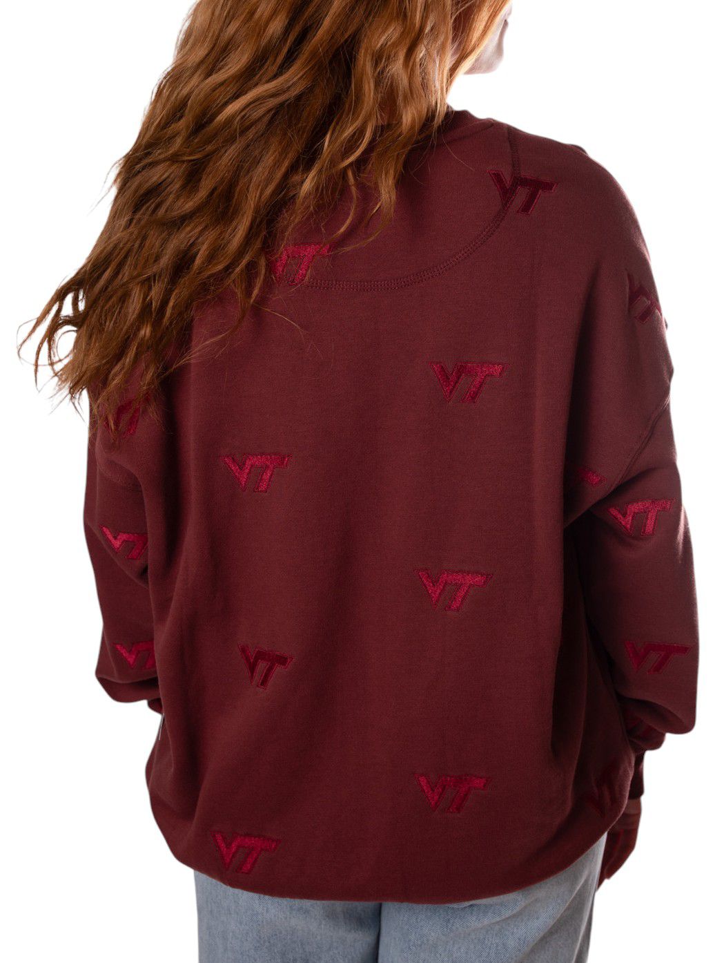 Gameday Social Women's Virginia Tech Hokies Maroon Lantern Crew Pullover Sweatshirt product image