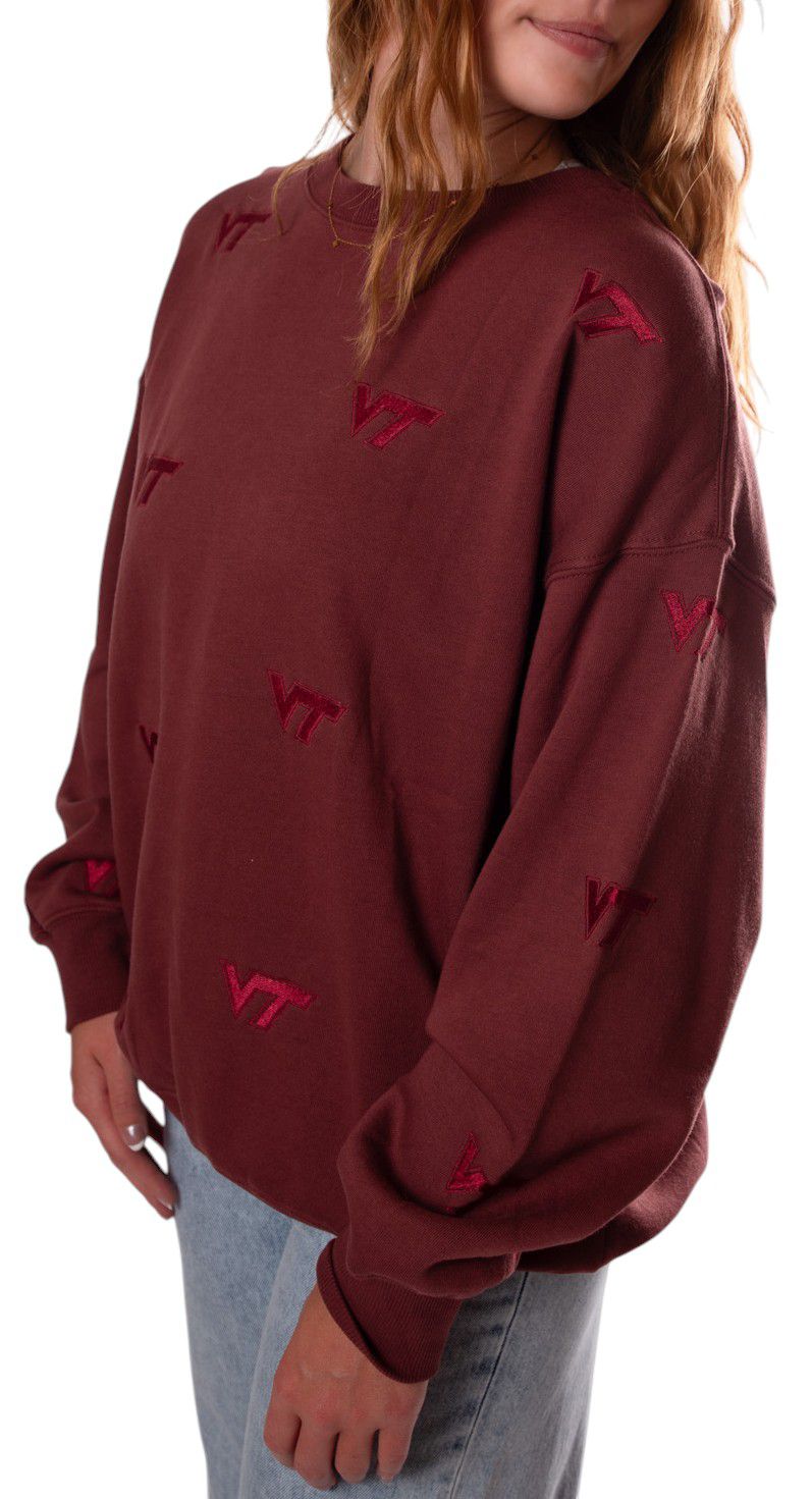 Gameday Social Women's Virginia Tech Hokies Maroon Lantern Crew Pullover Sweatshirt product image