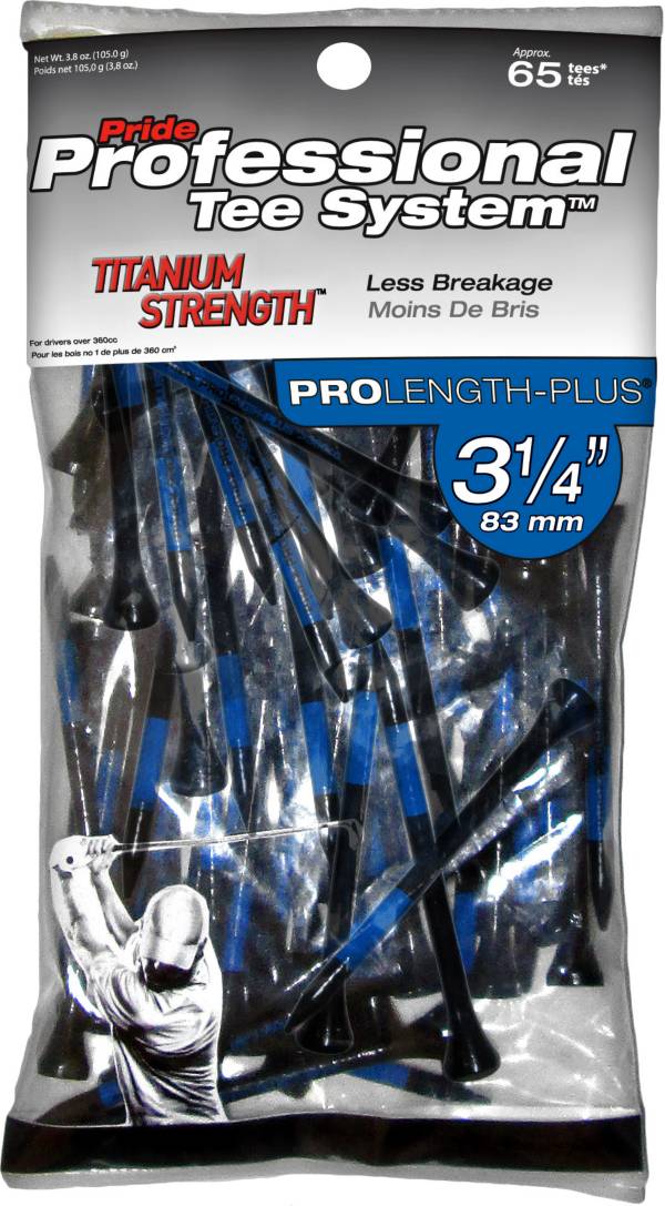 Pride PTS Titanium Strength 3 1/4'' Black Golf Tees - 65 Pack product image