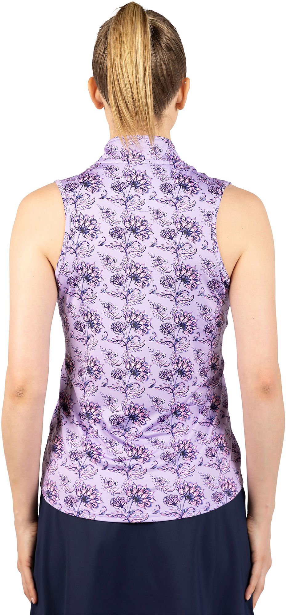 TailorByrd Women's Floral Sleeveless Quarter Zip Polo product image