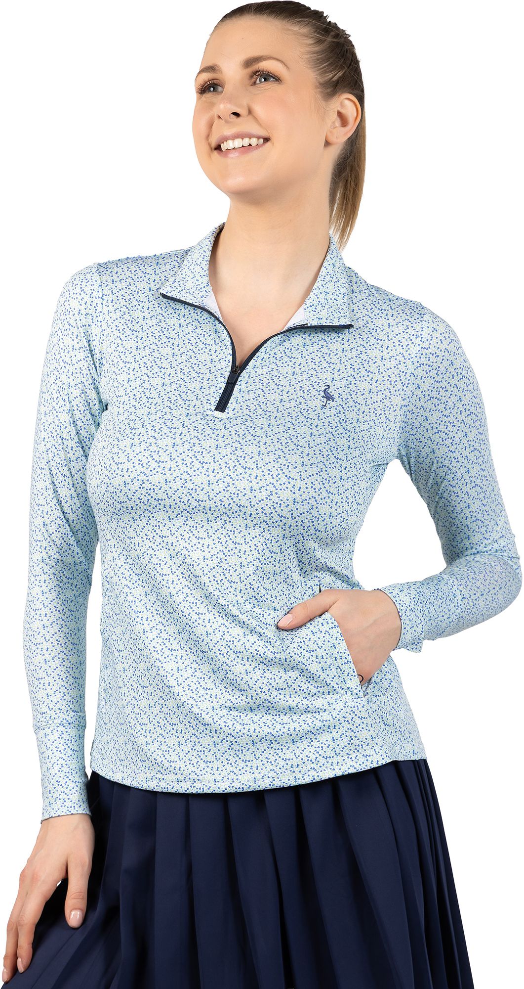 TailorByrd Women's Ditsy Floral Printed Quarter Zip product image