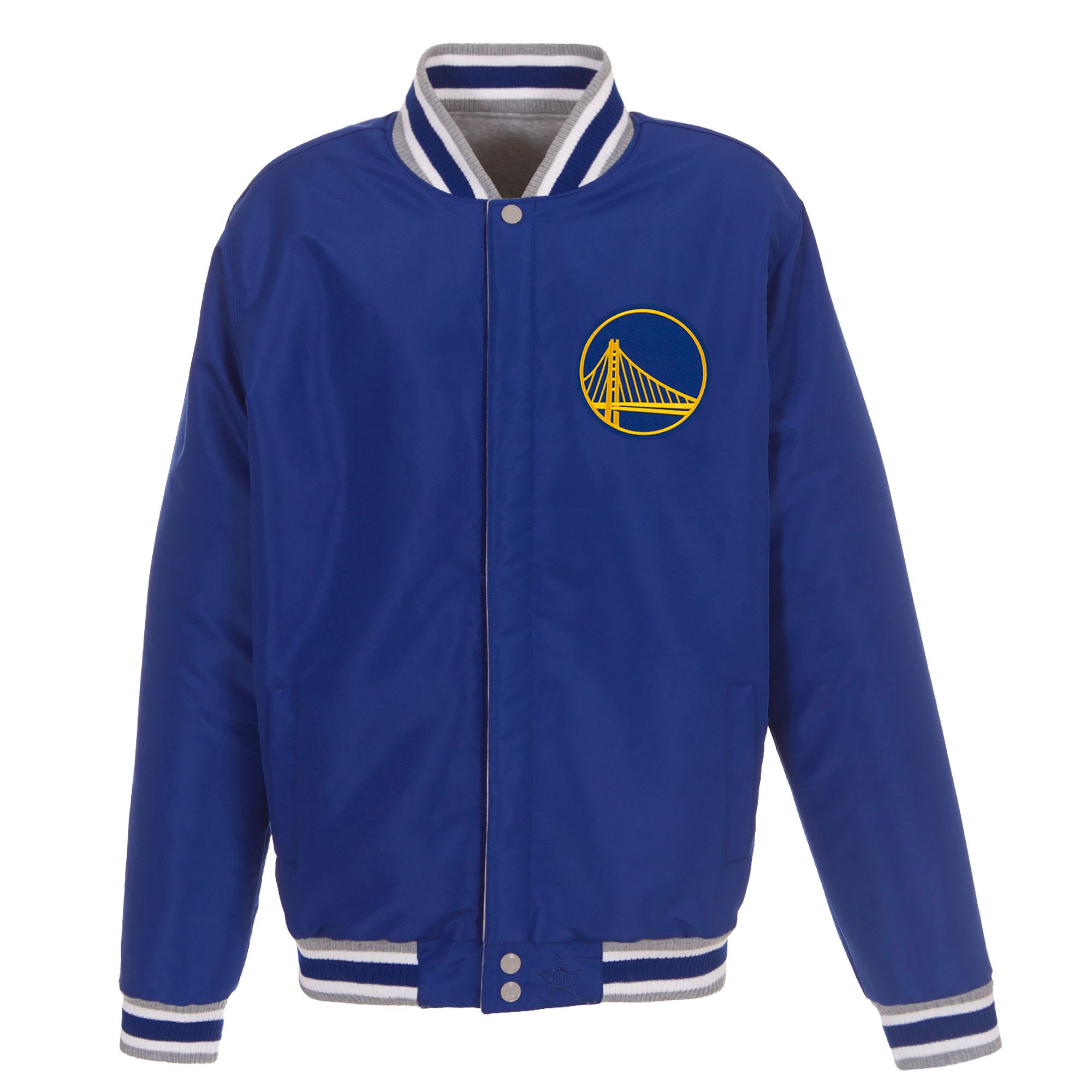 JH Design Men's Golden State Warriors Grey Reversible Fleece Jacket product image