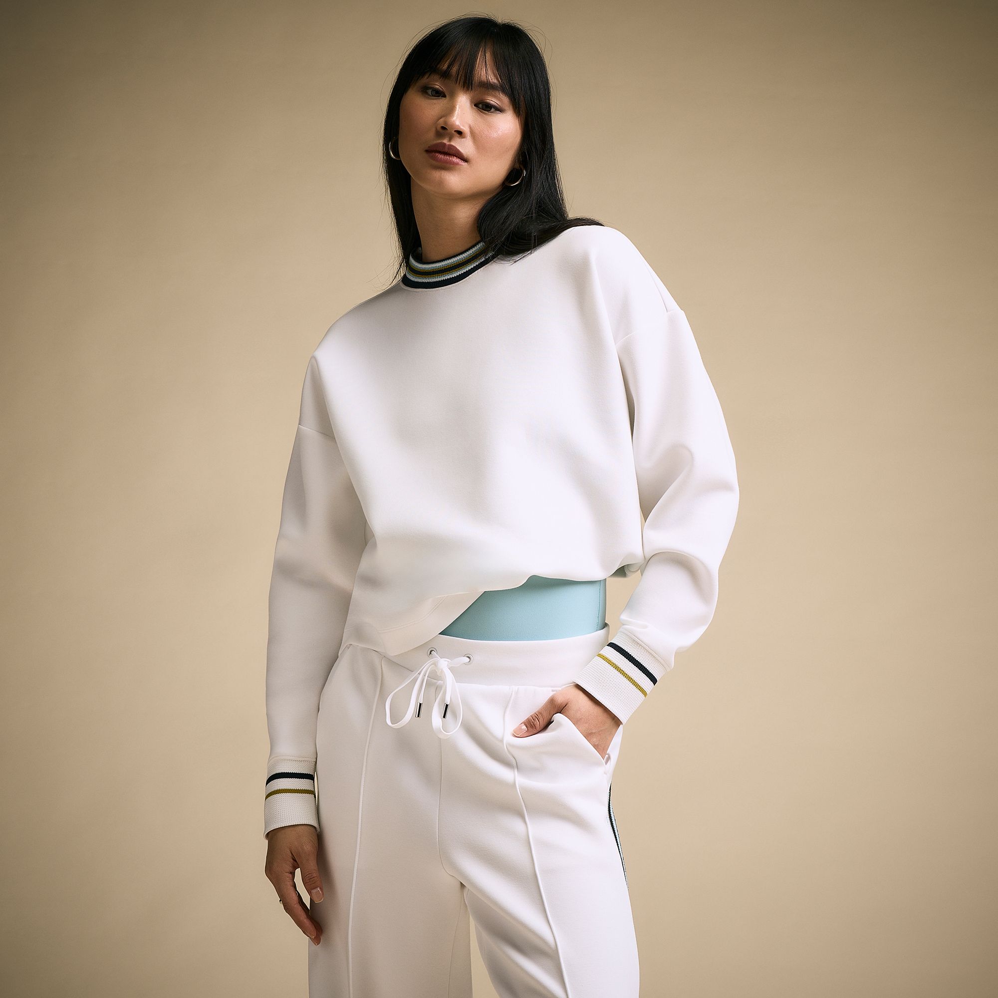 CALIA Women's Soft Scuba Striped Pullover product image