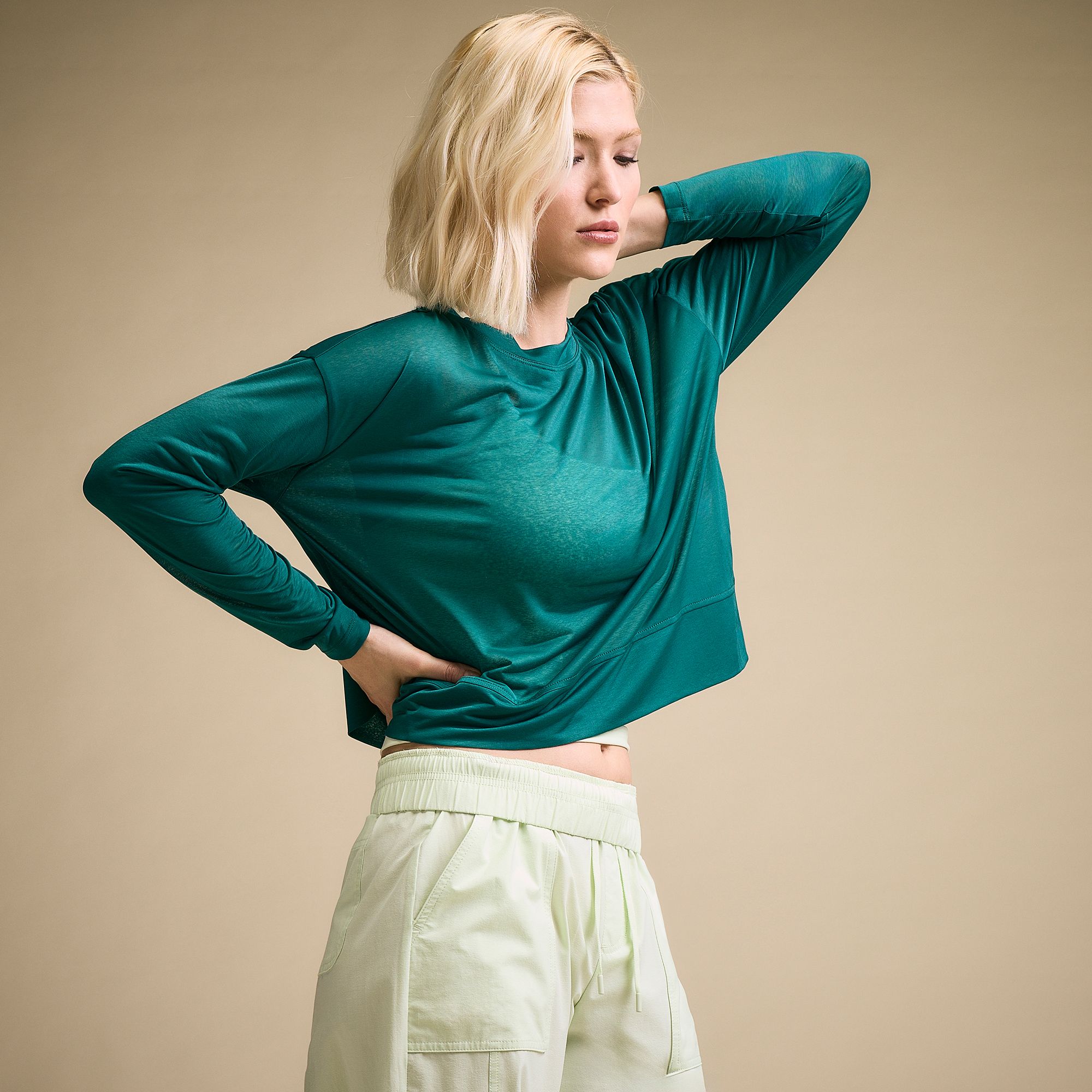 CALIA Women's Exhale Long Sleeve Pleated Shirt product image