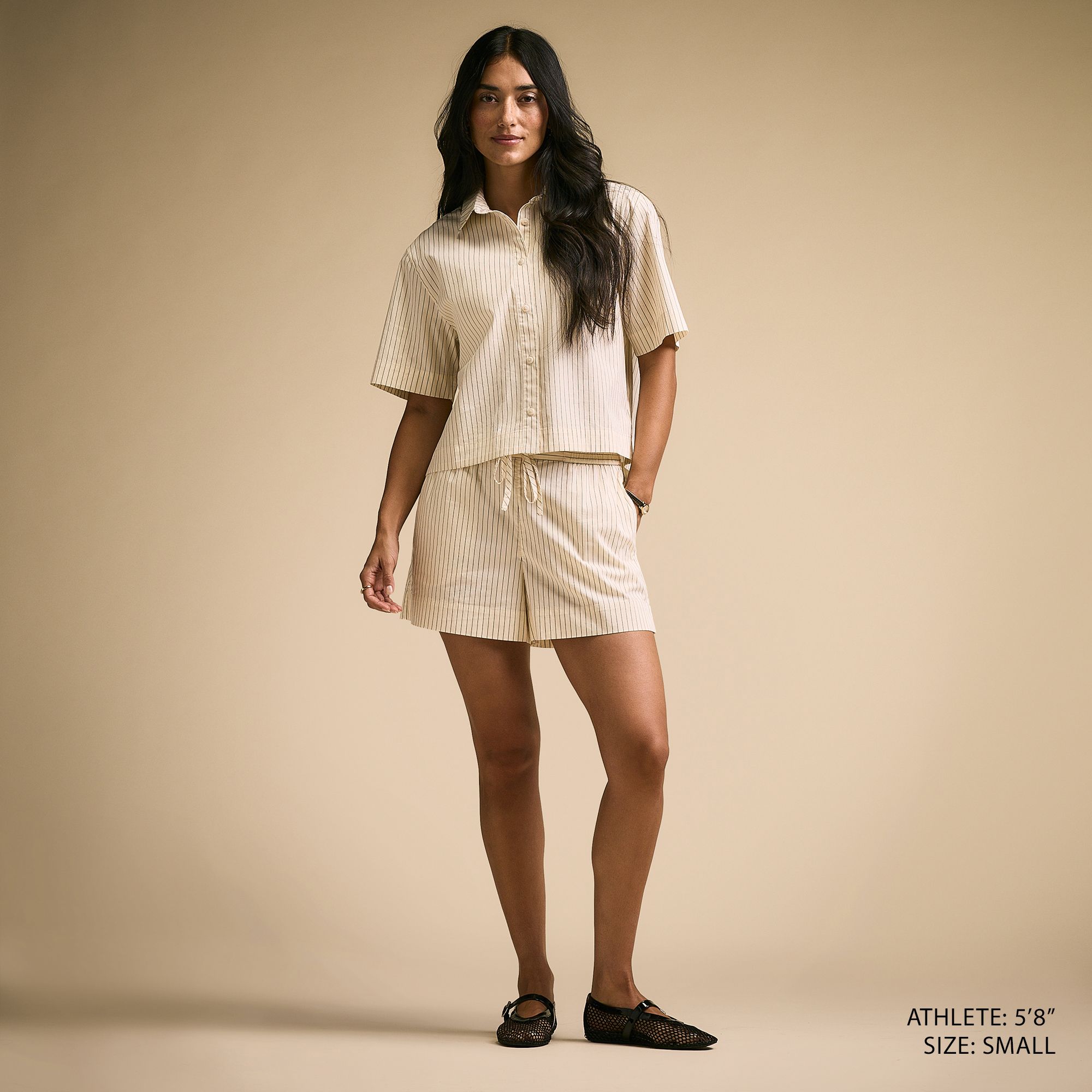 CALIA Women's Poplin Short Sleeve Boxy Button Down product image