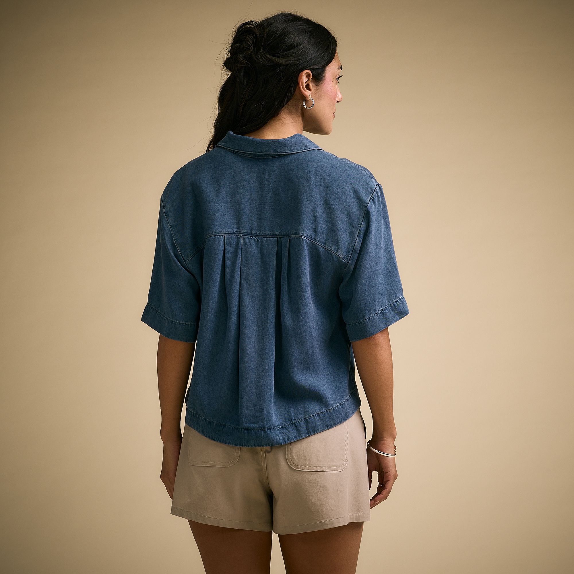CALIA Women's Poplin Short Sleeve Boxy Button Down product image