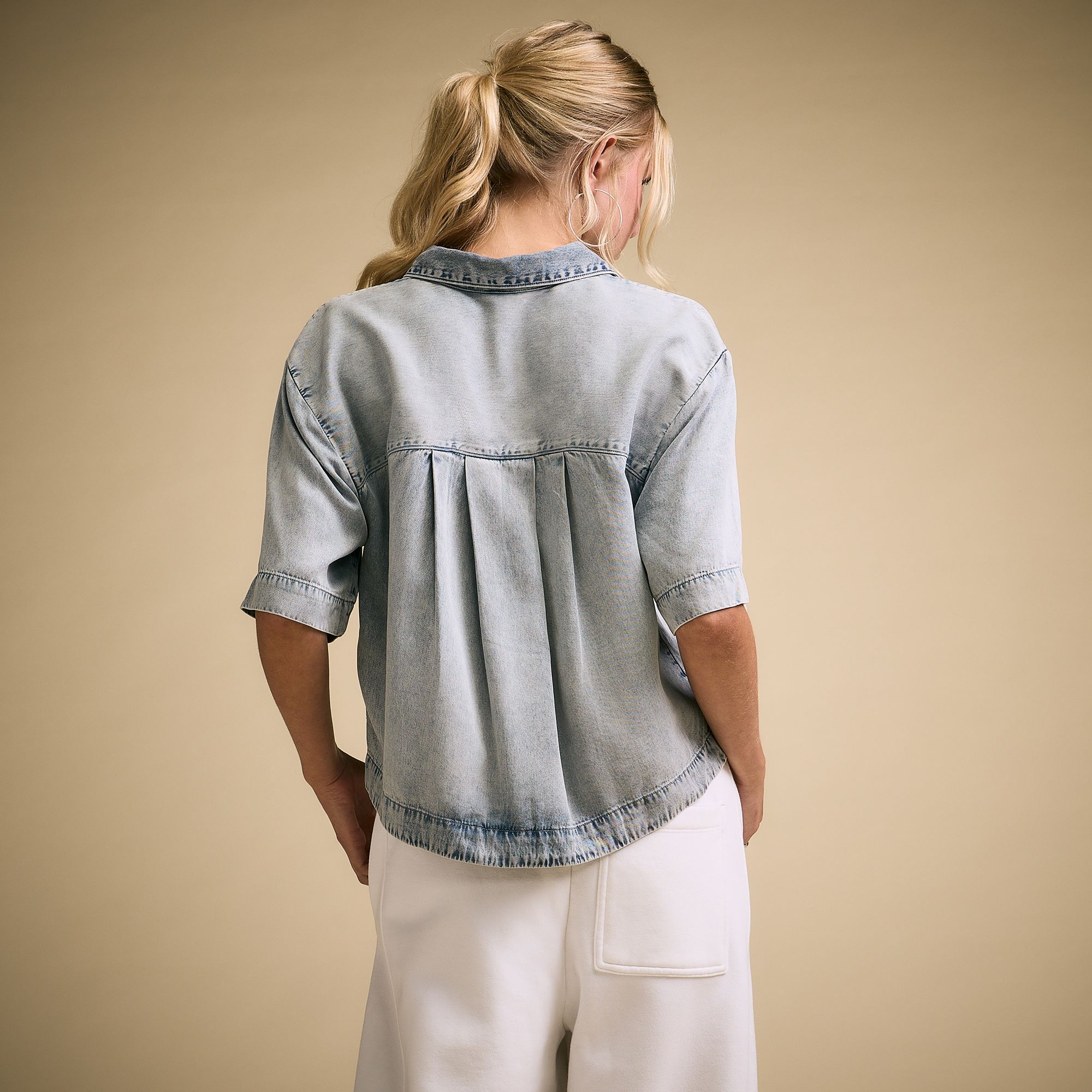 CALIA Women's Poplin Short Sleeve Boxy Button Down product image