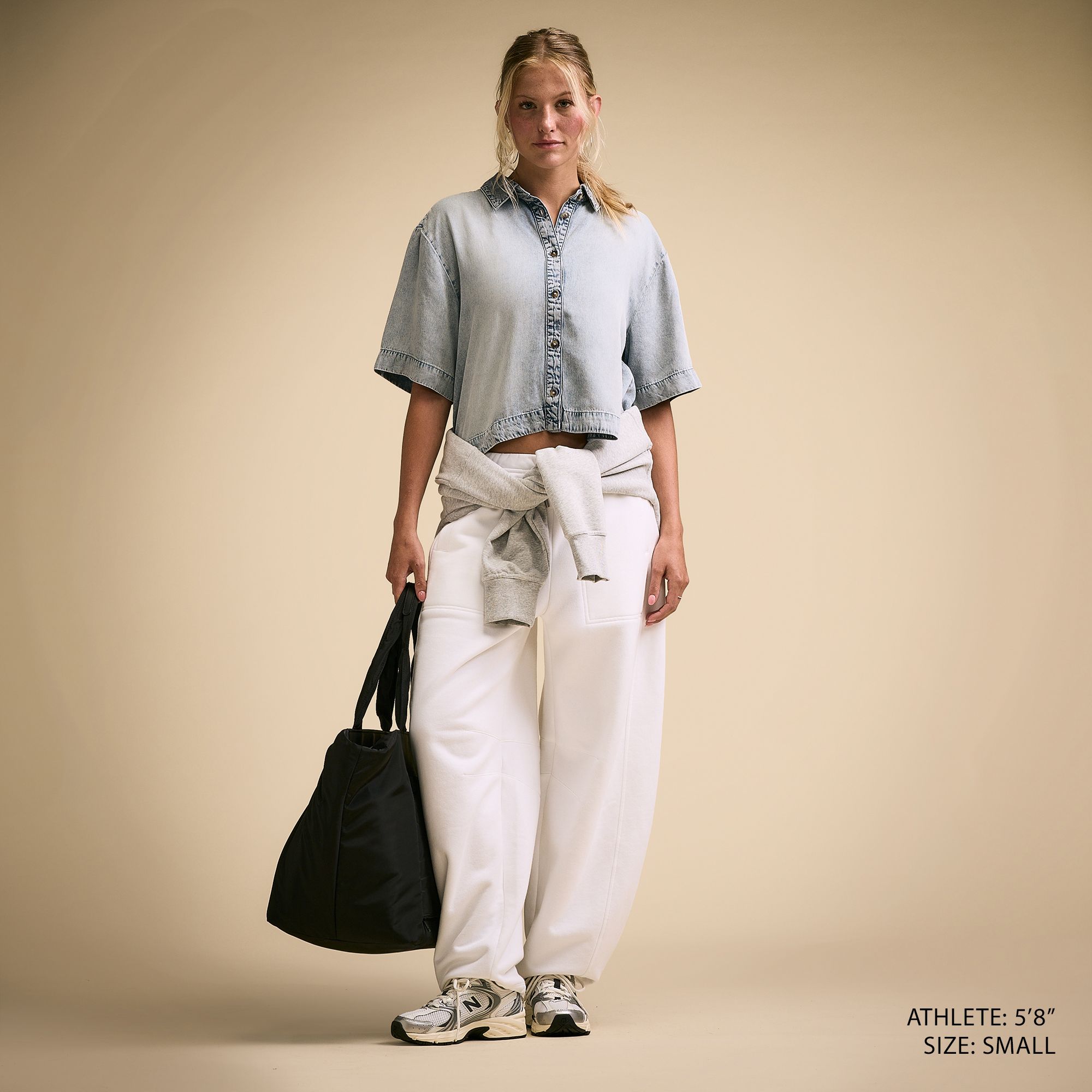 CALIA Women's Poplin Short Sleeve Boxy Button Down product image