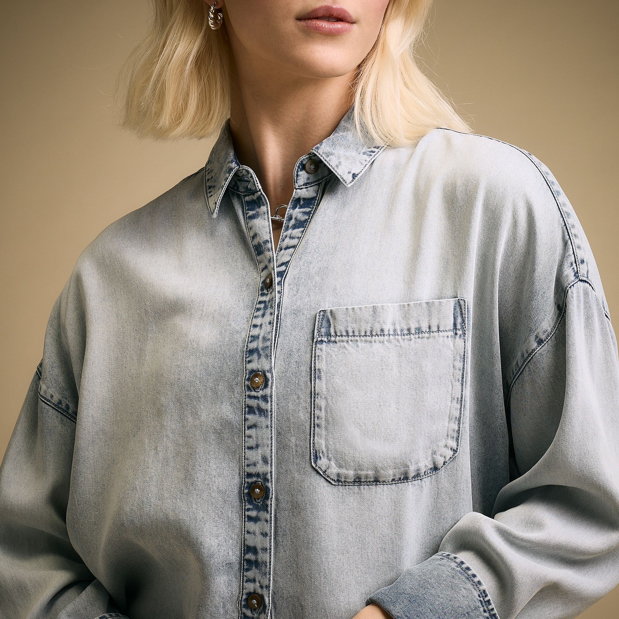 CALIA Women's Poplin Long Sleeve Pocket Button Down product image