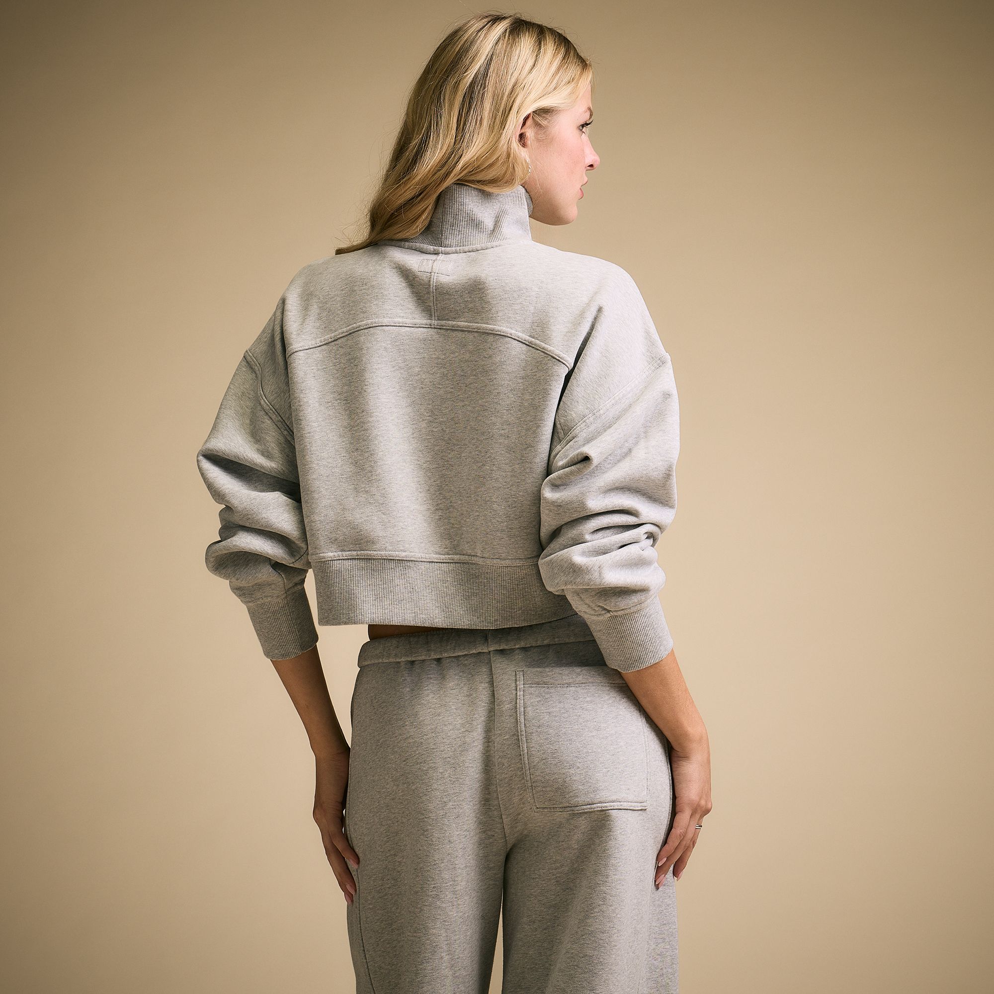 CALIA Women's Washed Cotton Fleece Cropped 1/2 Zip product image