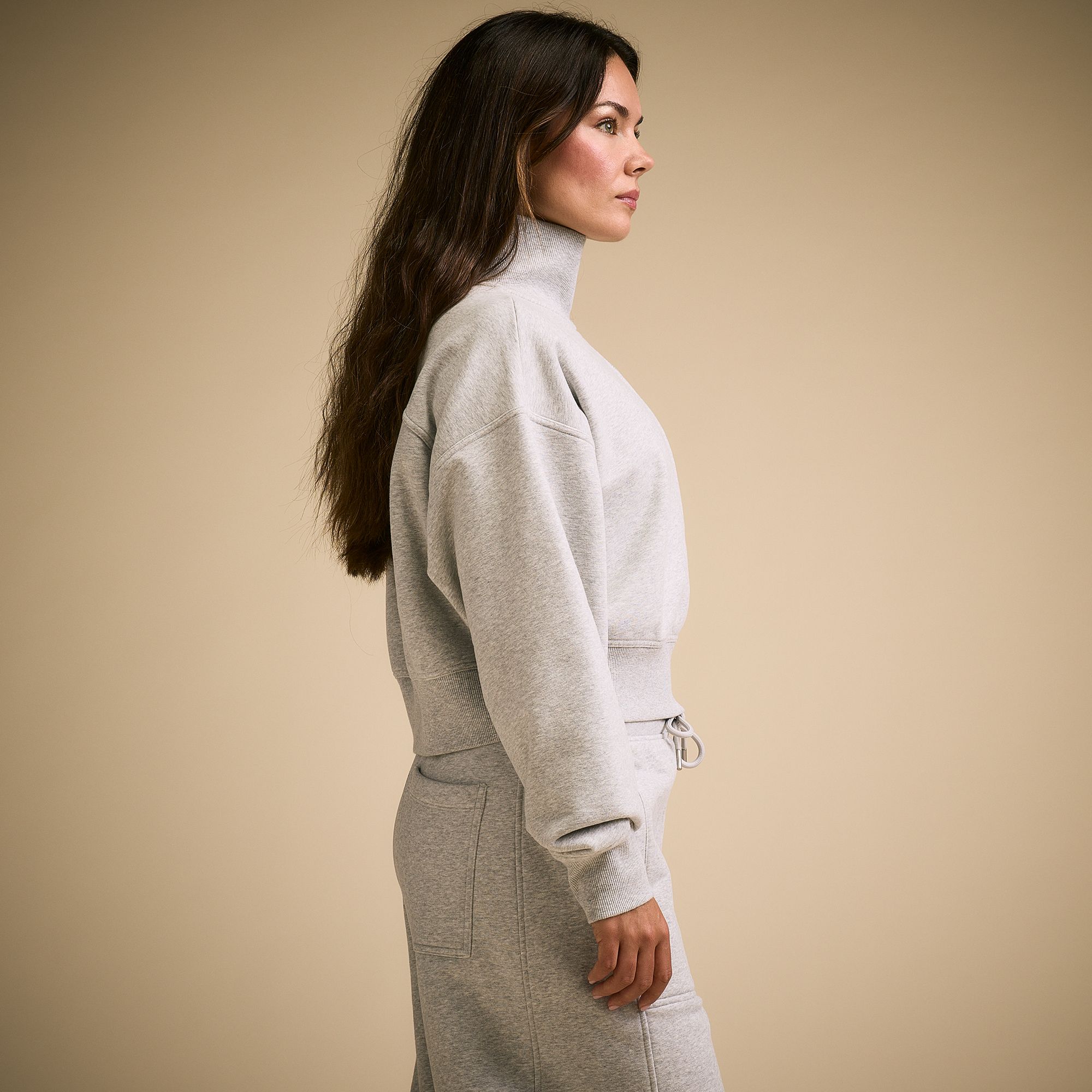CALIA Women's Washed Cotton Fleece Cropped 1/2 Zip product image