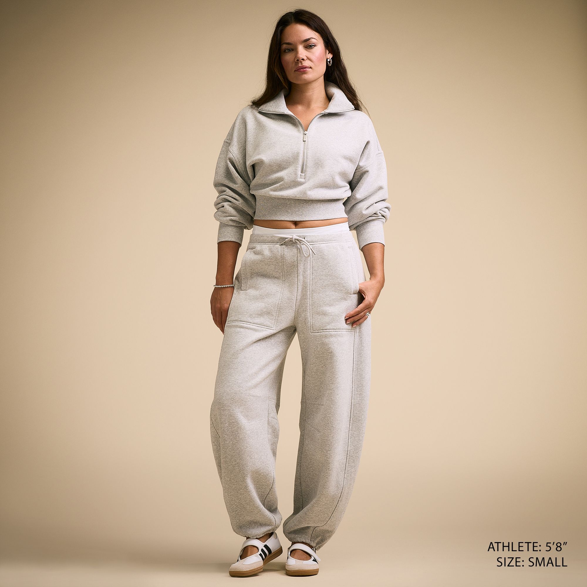 CALIA Women's Washed Cotton Fleece Cropped 1/2 Zip product image