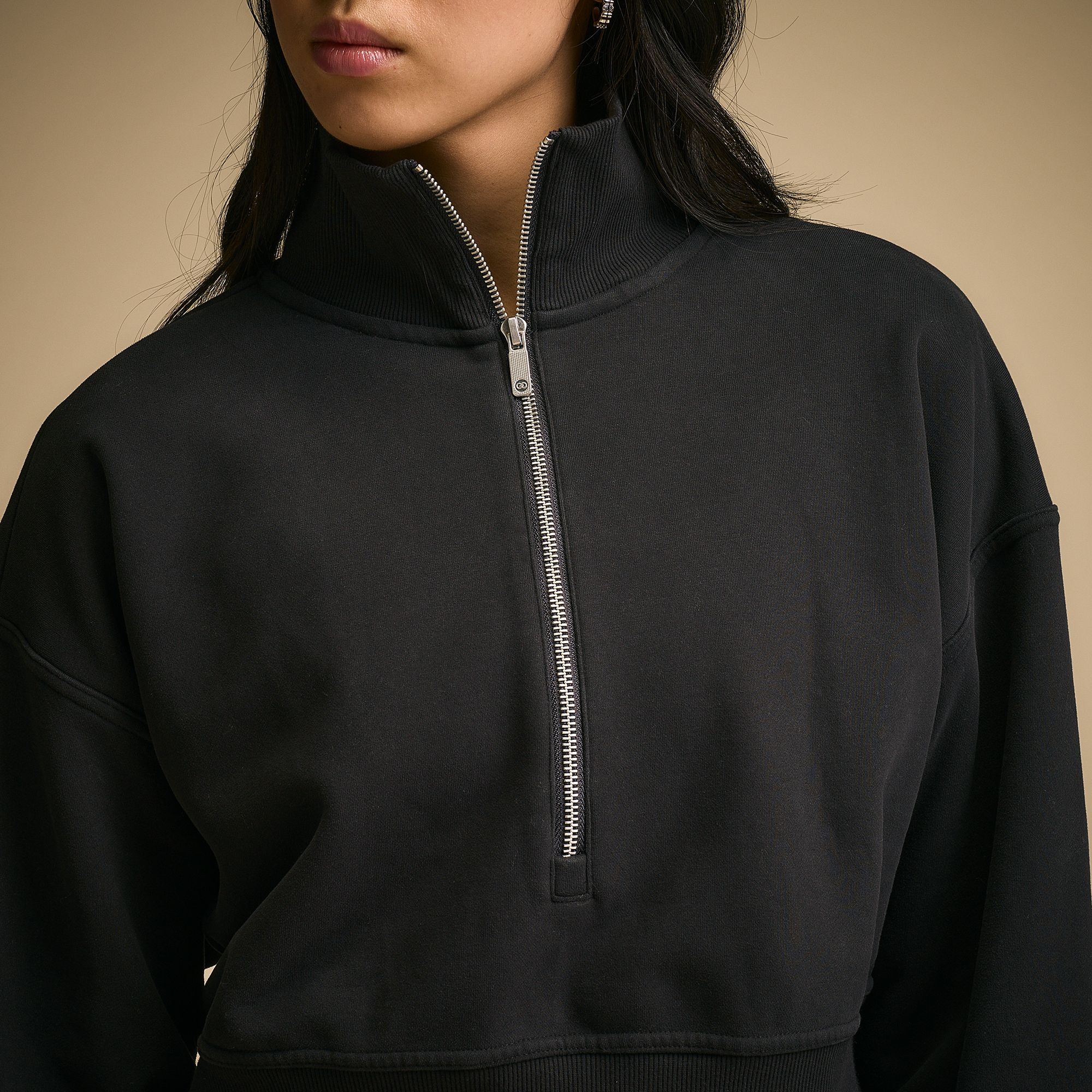 CALIA Women's Washed Cotton Fleece Cropped 1/2 Zip product image