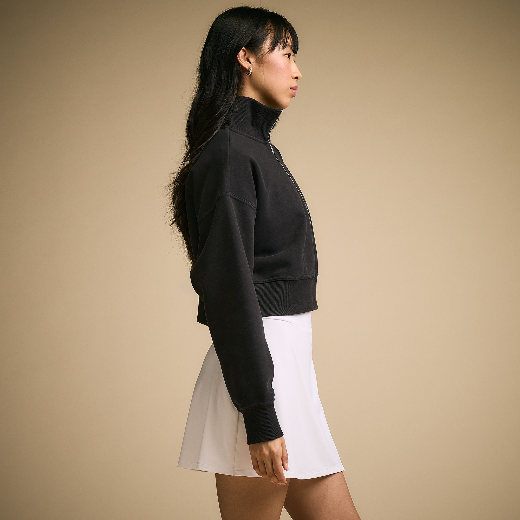 CALIA Women's Washed Cotton Fleece Cropped 1/2 Zip product image