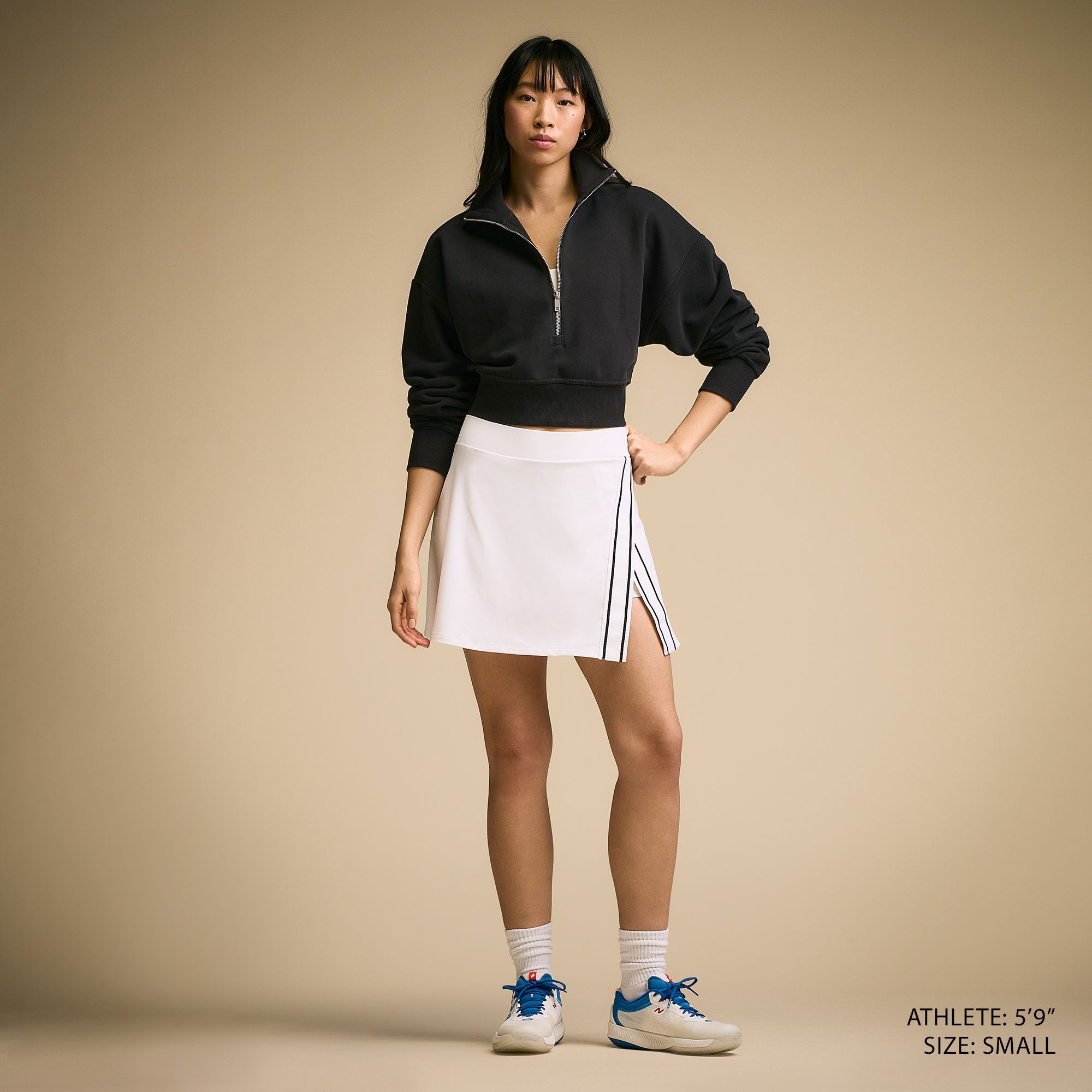 CALIA Women's Washed Cotton Fleece Cropped 1/2 Zip product image