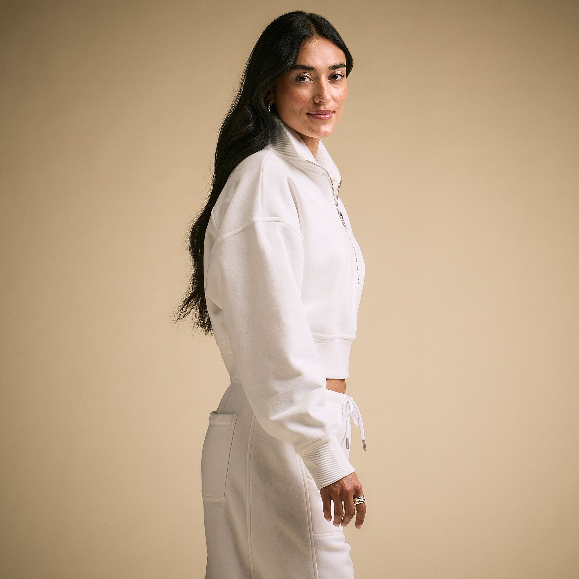 CALIA Women's Washed Cotton Fleece Cropped 1/2 Zip product image