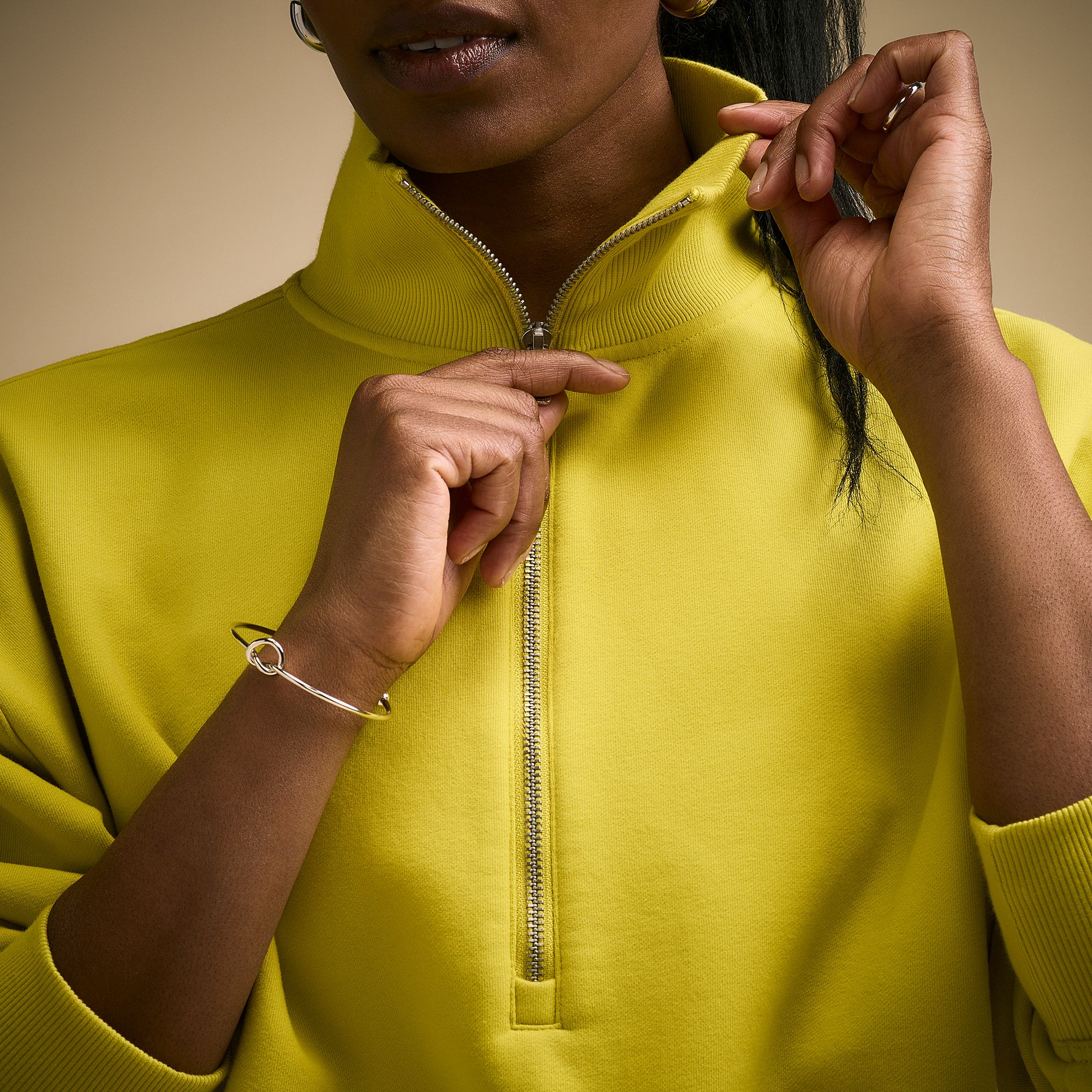 CALIA Women's Washed Cotton Fleece Cropped 1/2 Zip product image