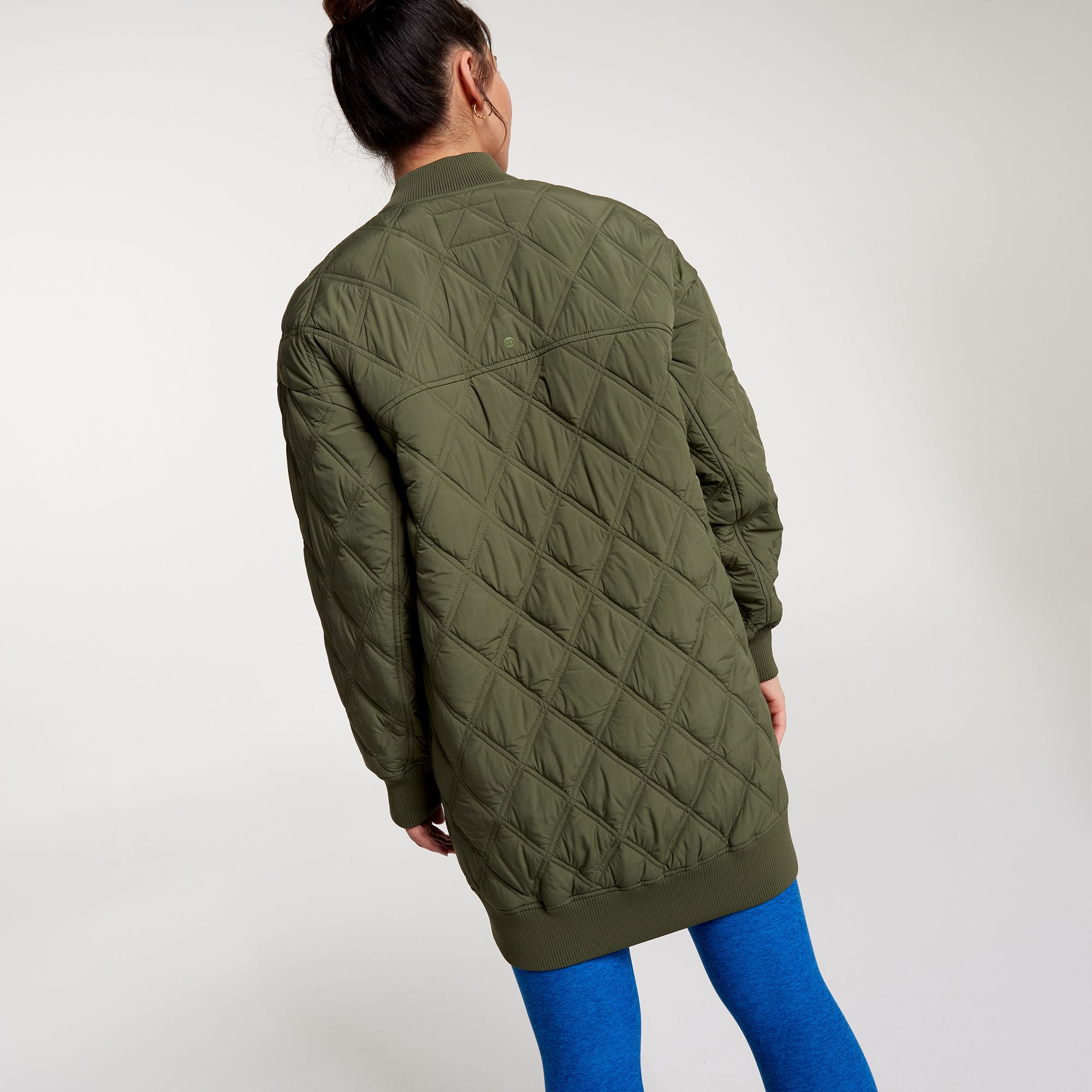 Longline Quilted Bomber Jacket