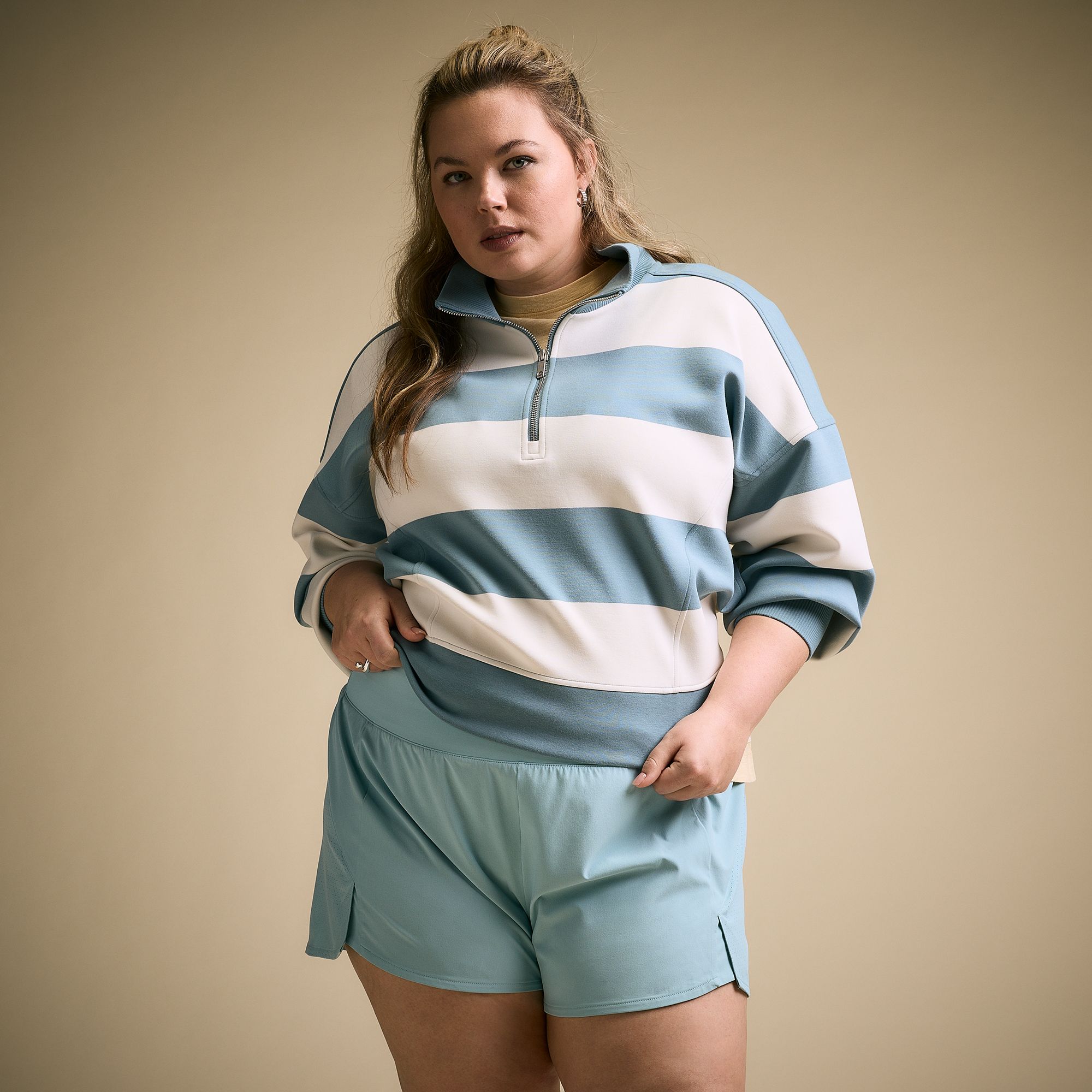 CALIA Women's Soft Scuba Mock Neck 1/4 Zip product image