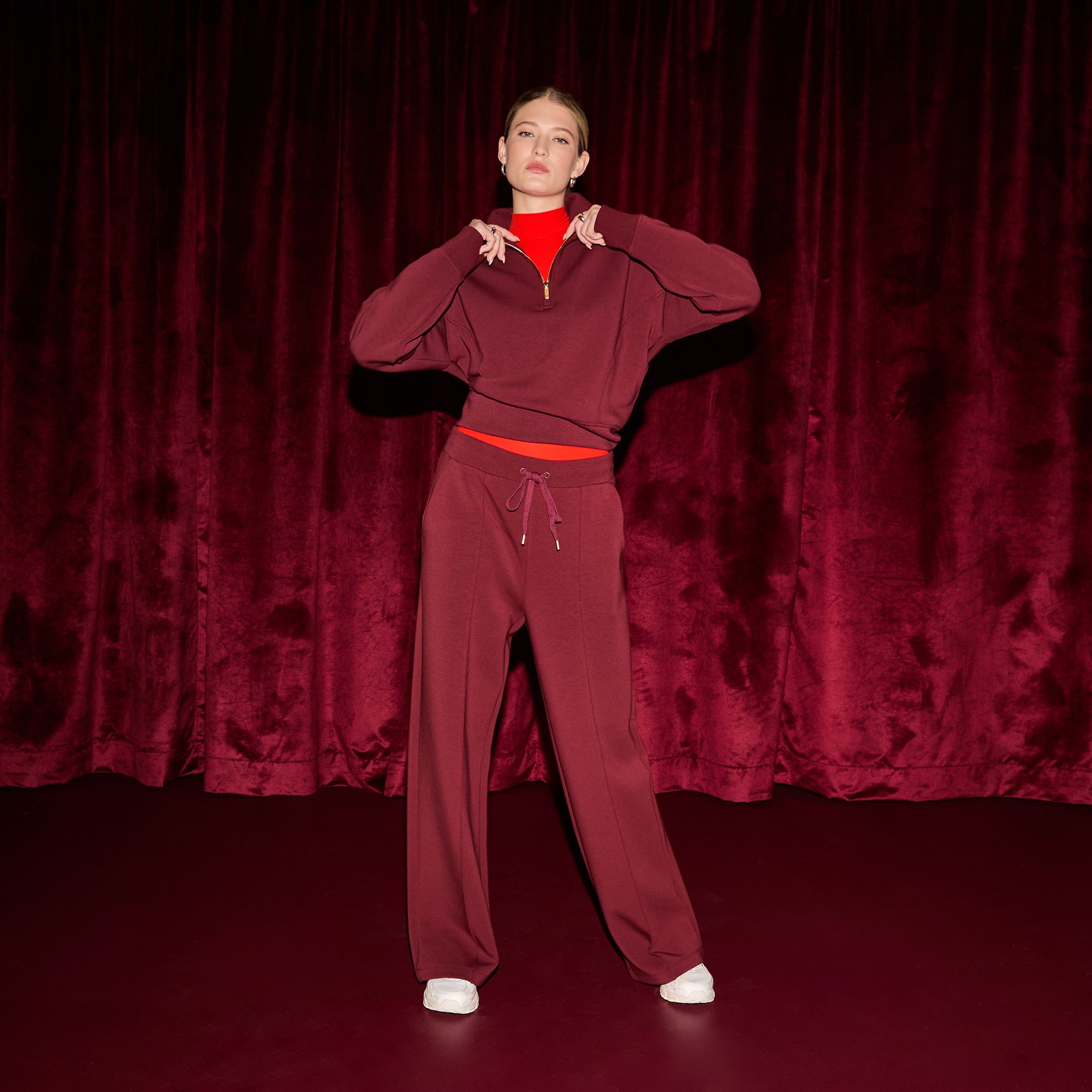 CALIA Women's Soft Scuba Mock Neck 1/4 Zip product image